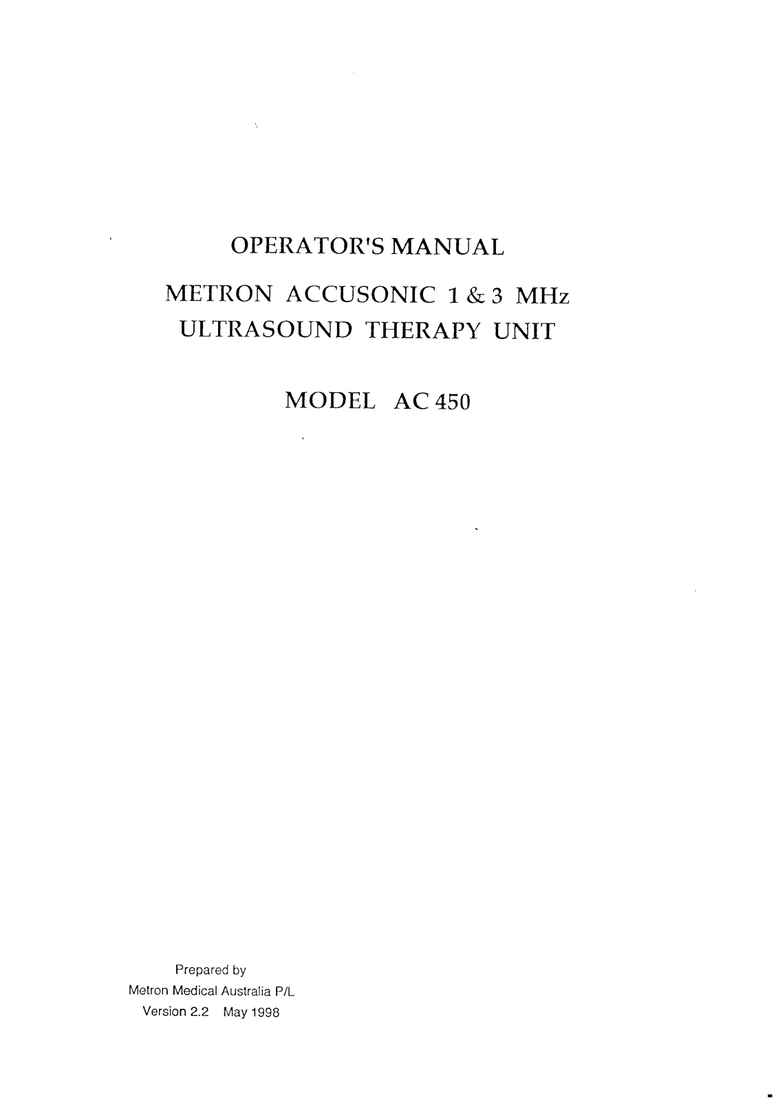 Metron AC-450 User manual