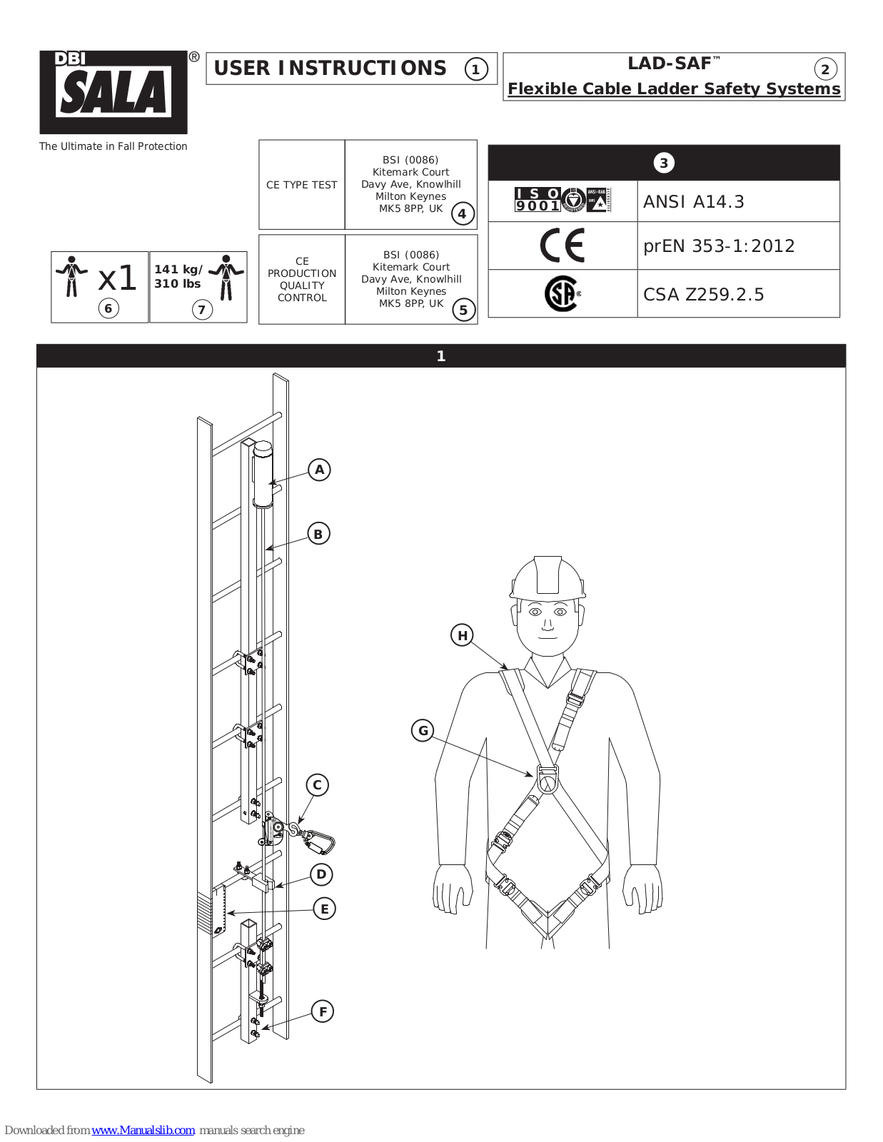 DBI SALA LAD-SAF, LS-1, LS-2, LAD-SAF X2, LS-3 User Instructions