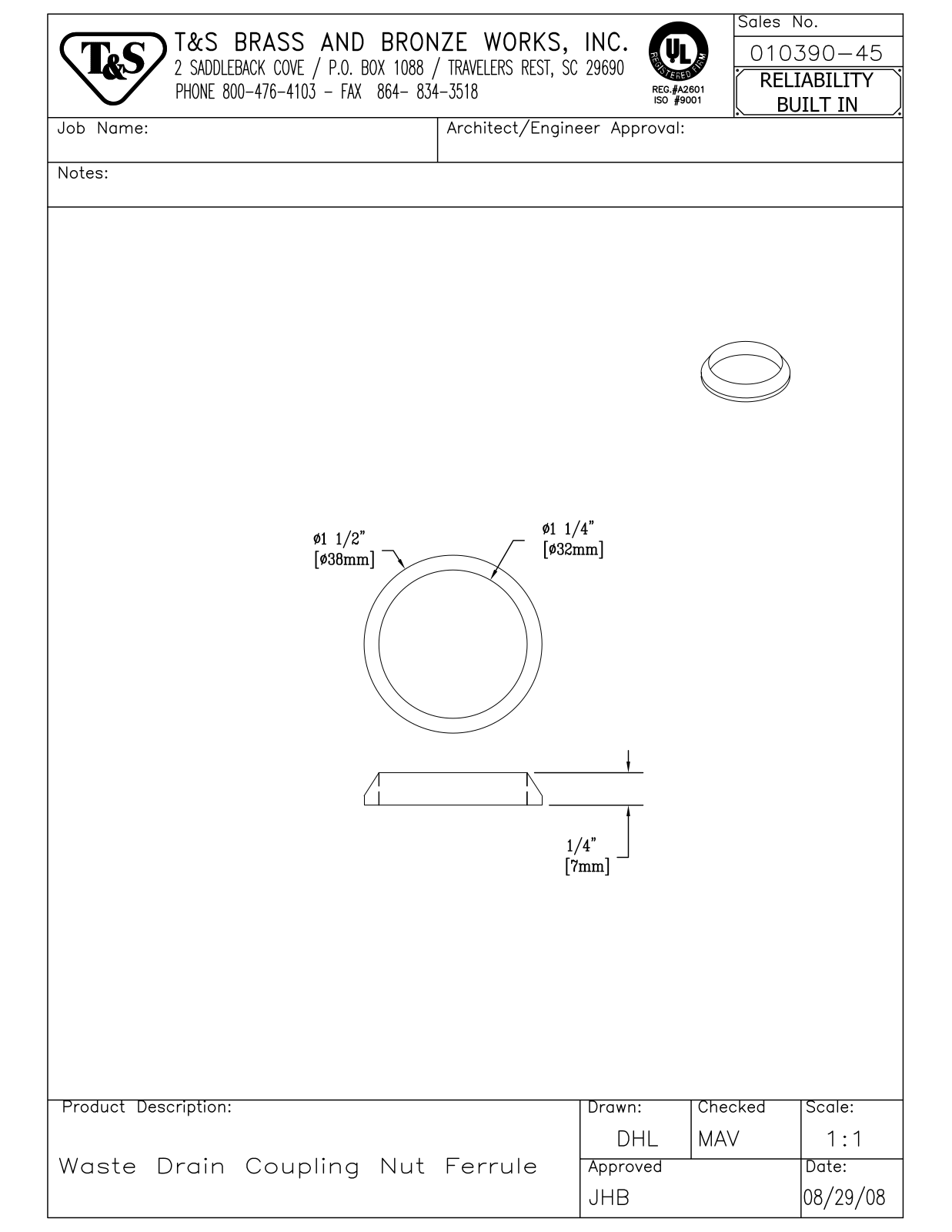 T&S Brass 010390-45 User Manual