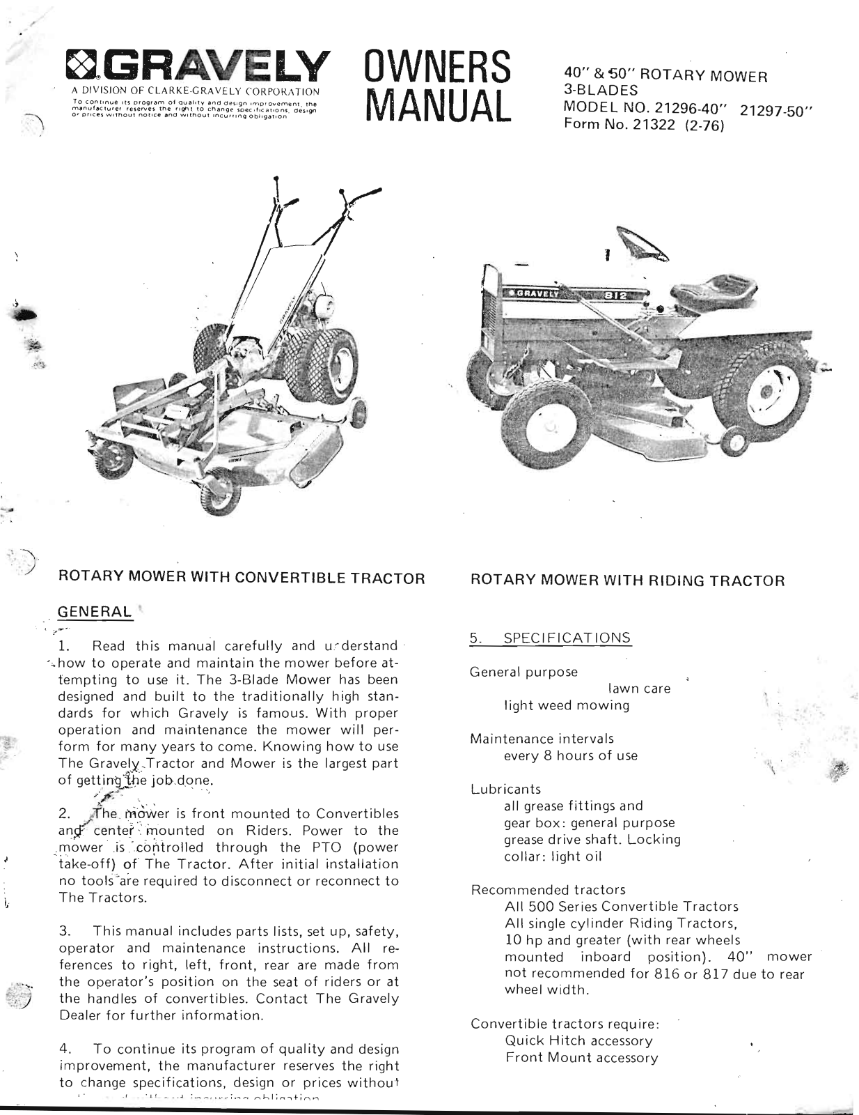 Gravely 21296-50, 21296-40 User Manual