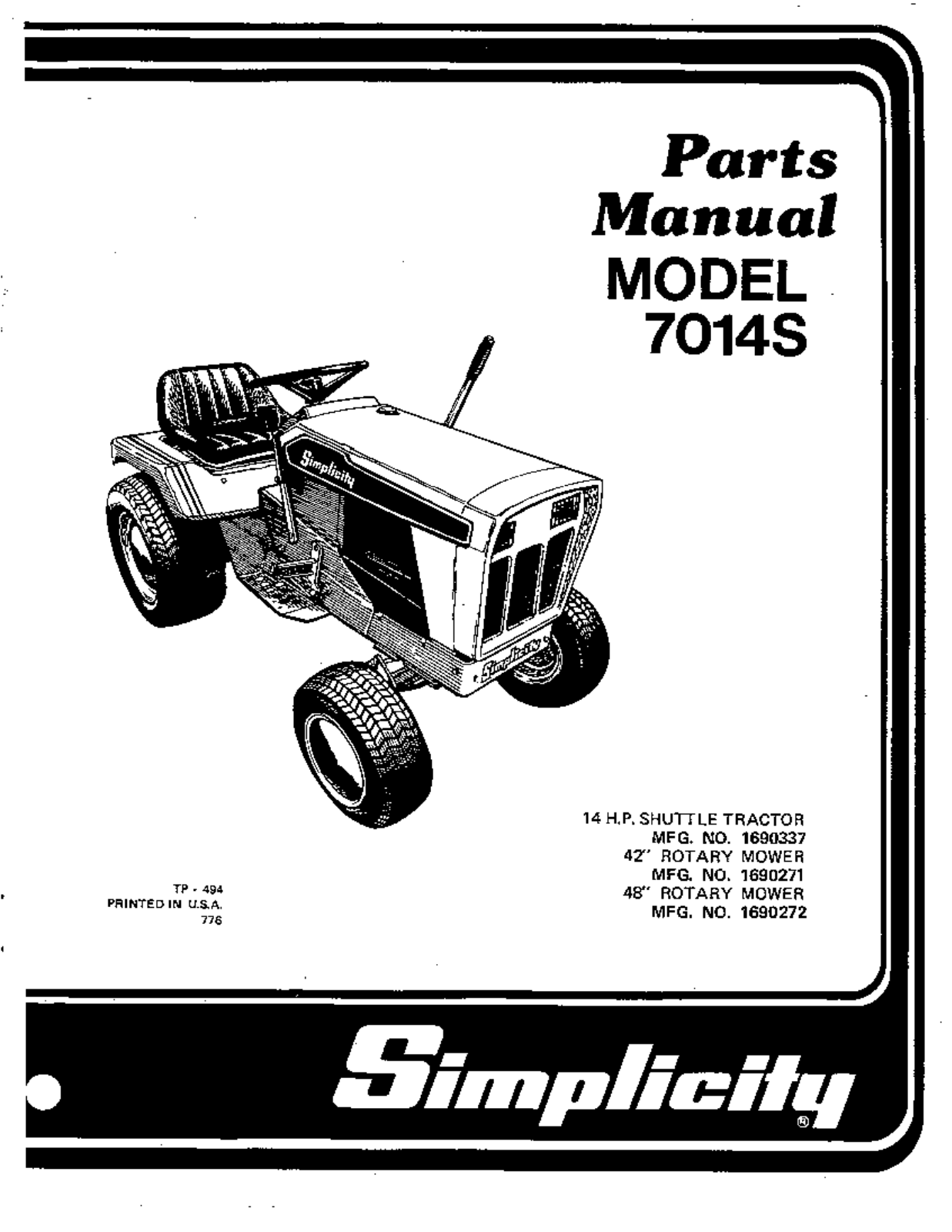 Simplicity 7014S User Manual