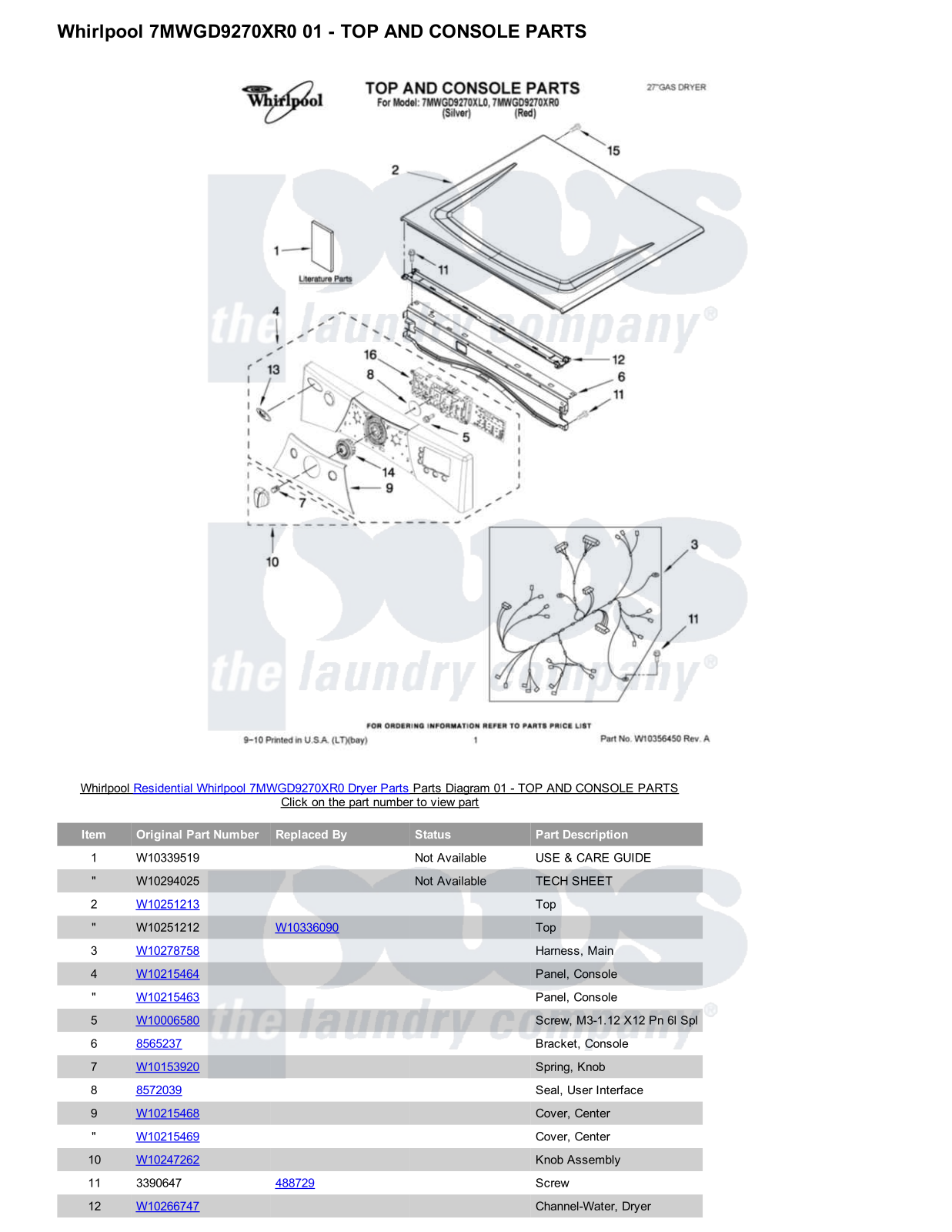 Whirlpool 7MWGD9270XR0 Parts Diagram