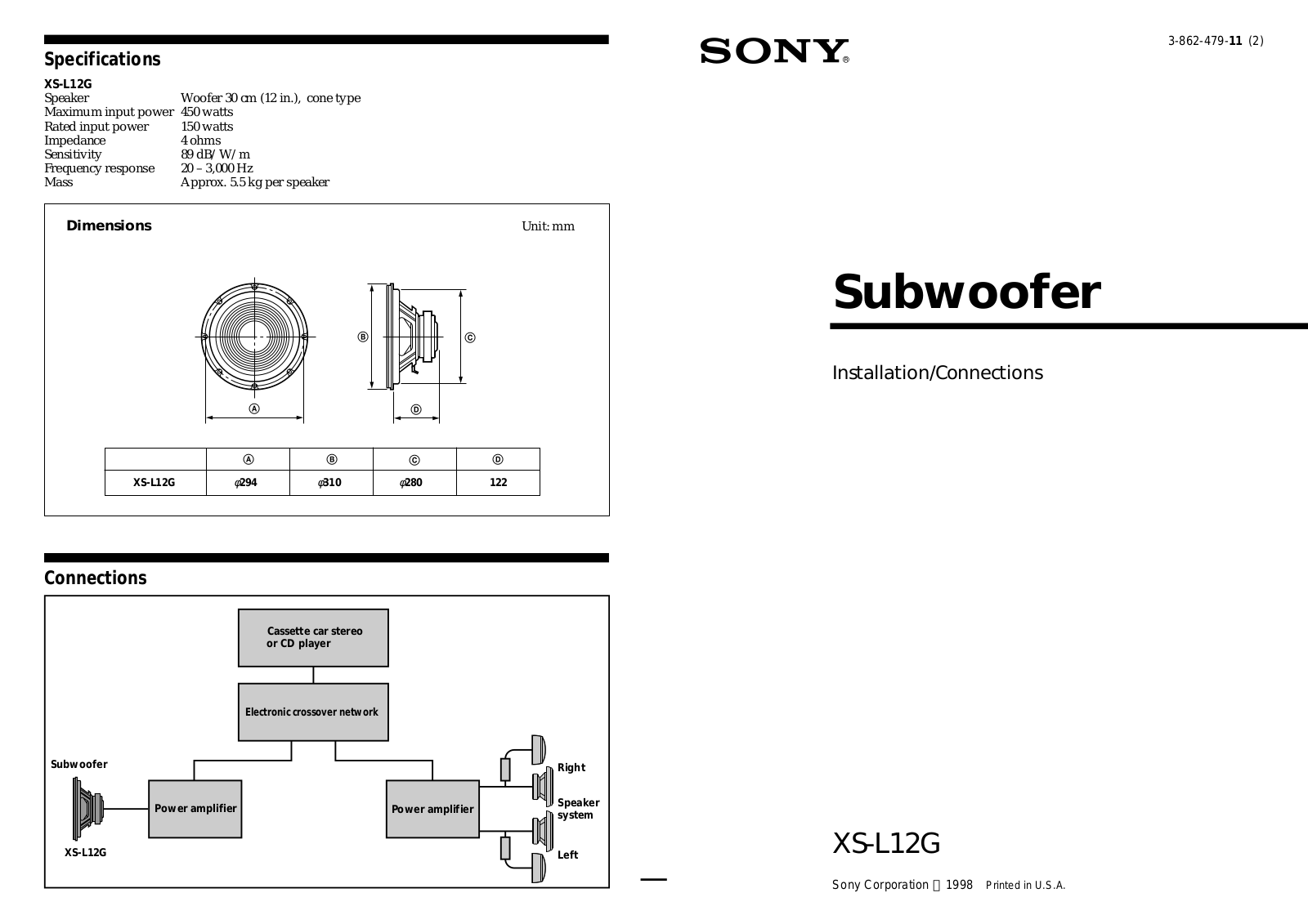 Sony XS-L12G Users guide - ManualMachine.com