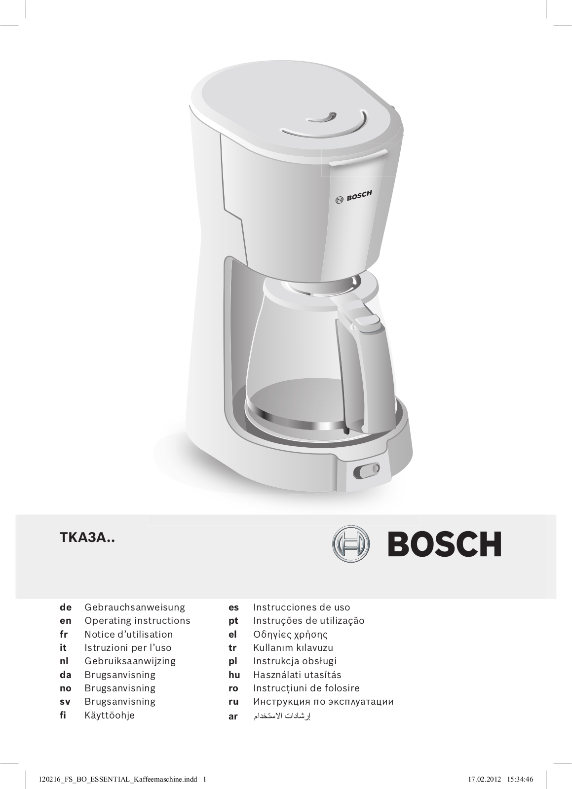 Bosch TKA3A014 User Manual