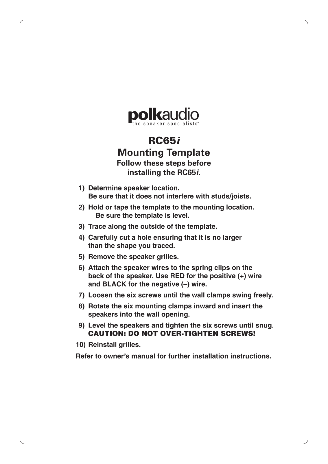 Polk Audio RC65i User Manual 2