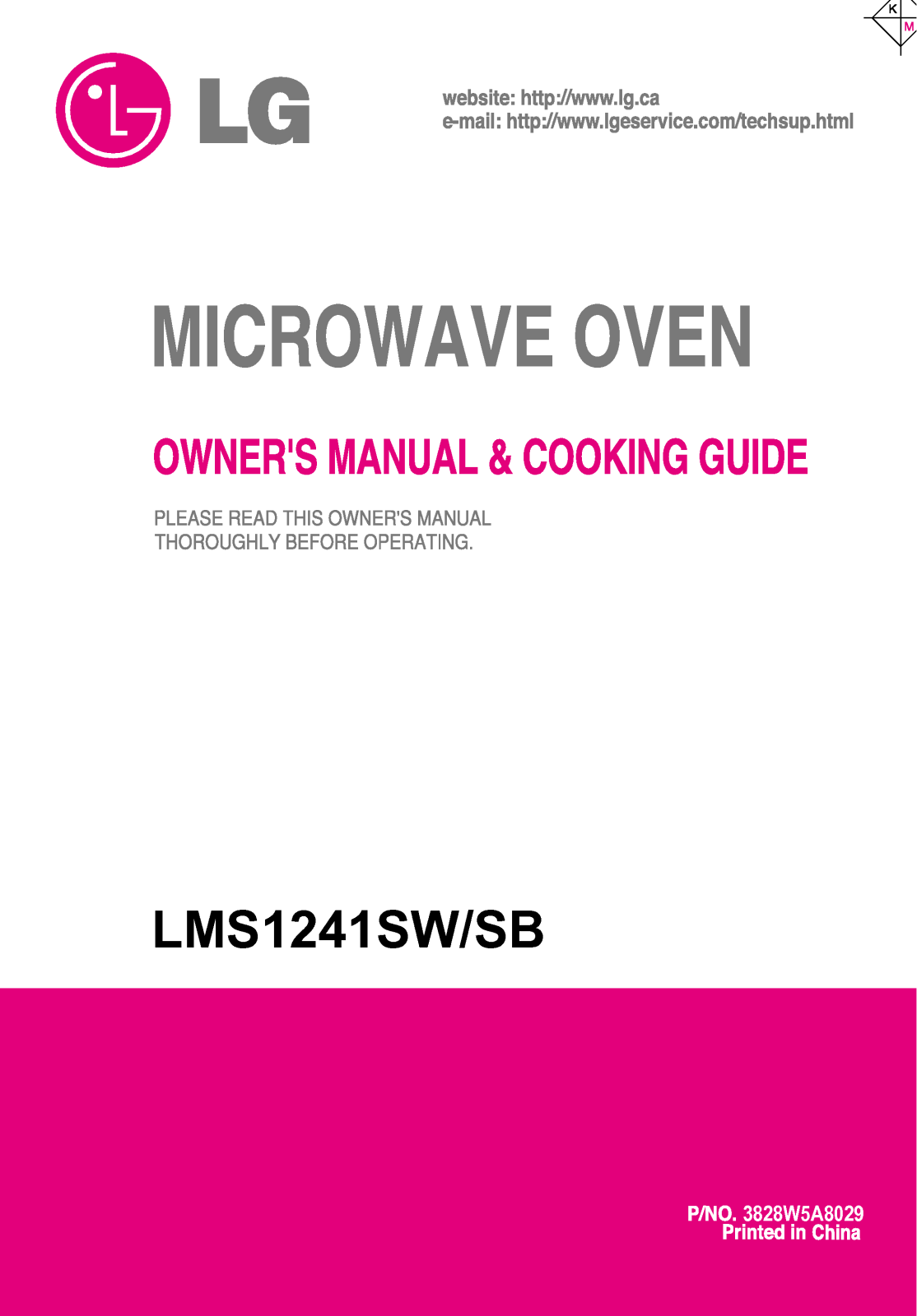 LG LMS1241SB, LMS1241SW User Manual