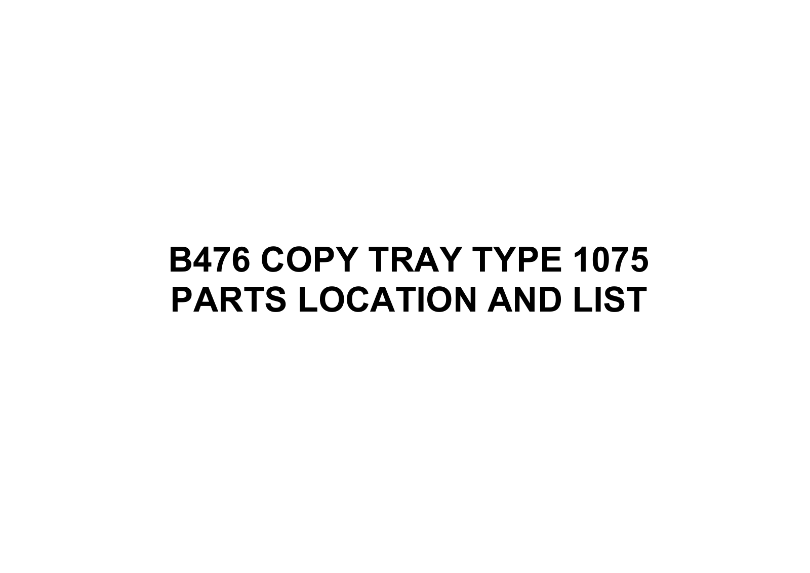 Ricoh B476 Part List