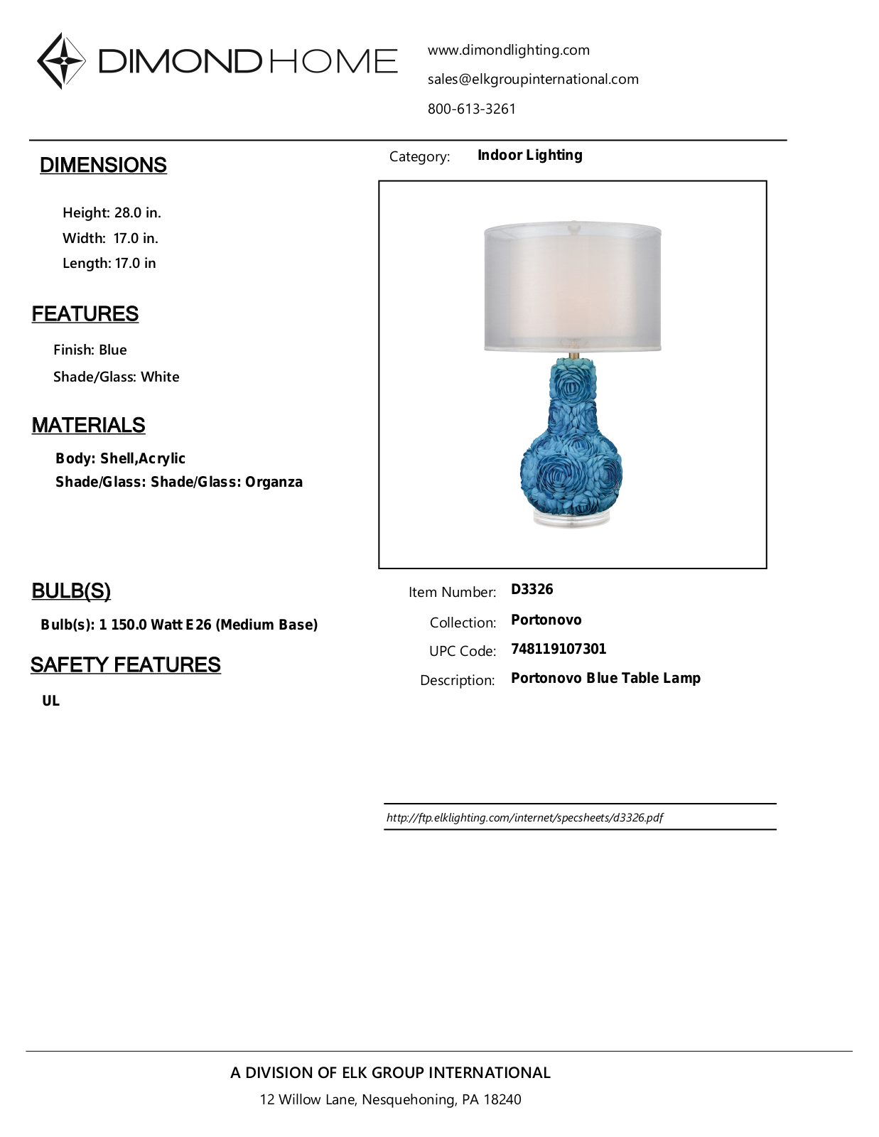 ELK Home D3326 User Manual