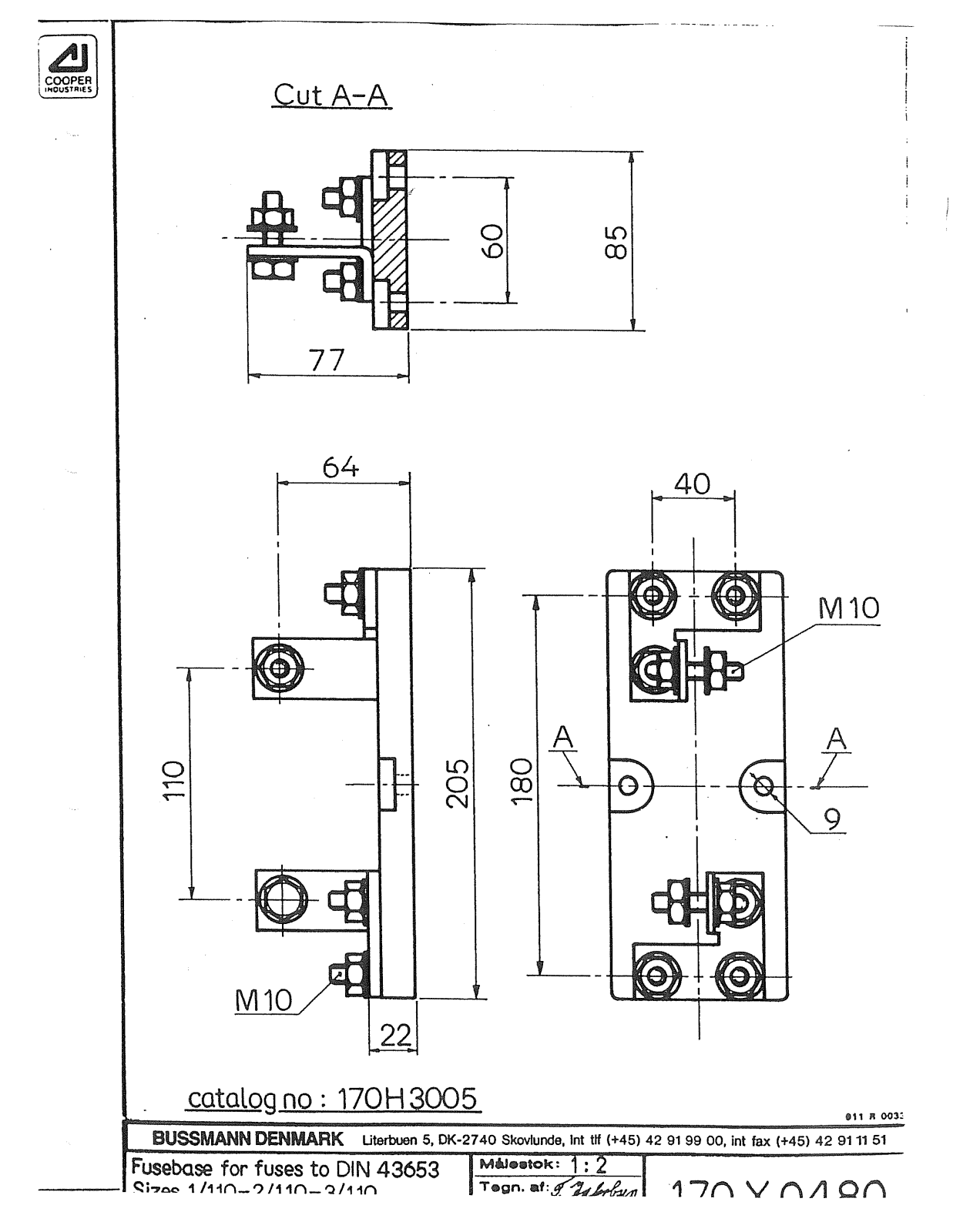 Bussmann 170H3005 Dimensional Sheet