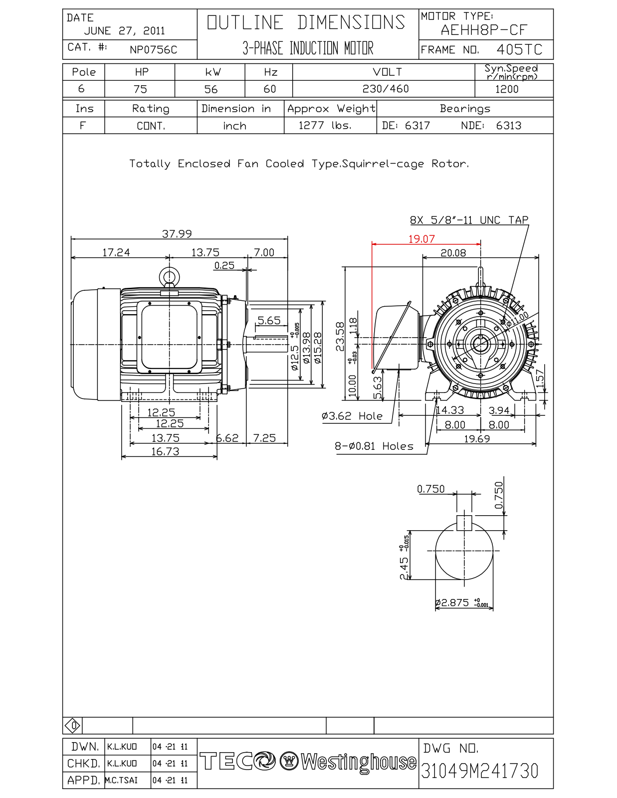 Teco NP0756C Reference Drawing