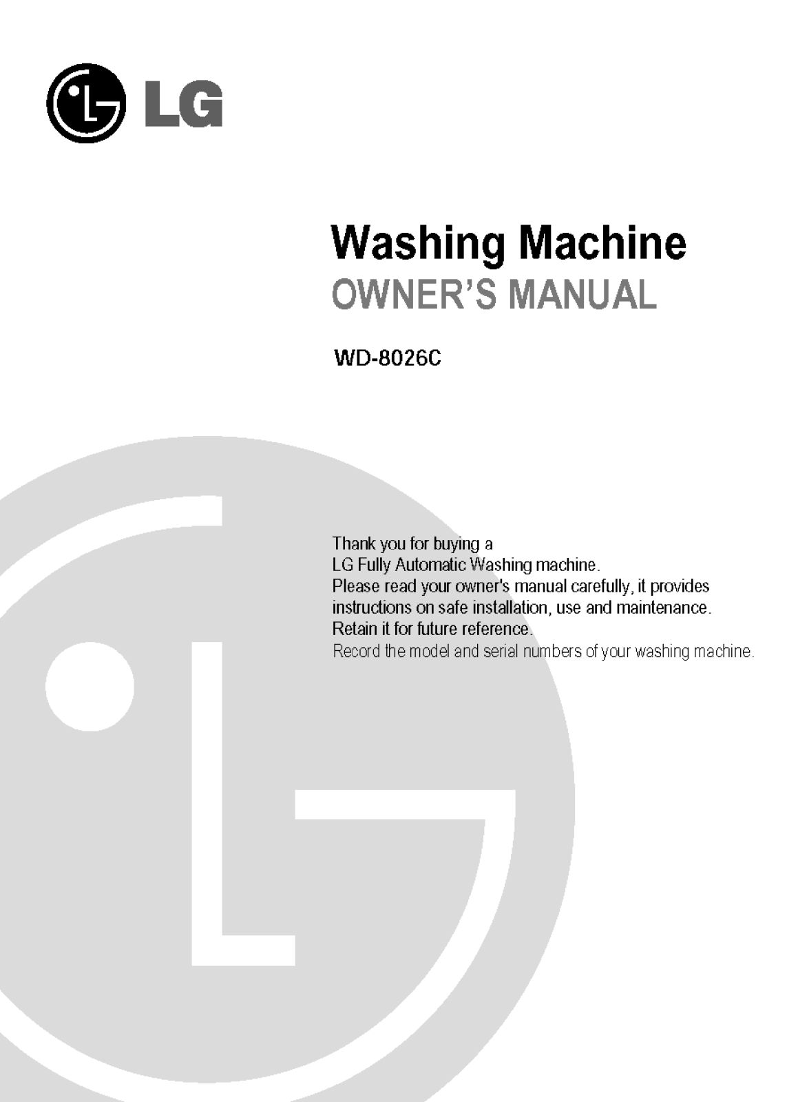 LG WD-8026C User Manual