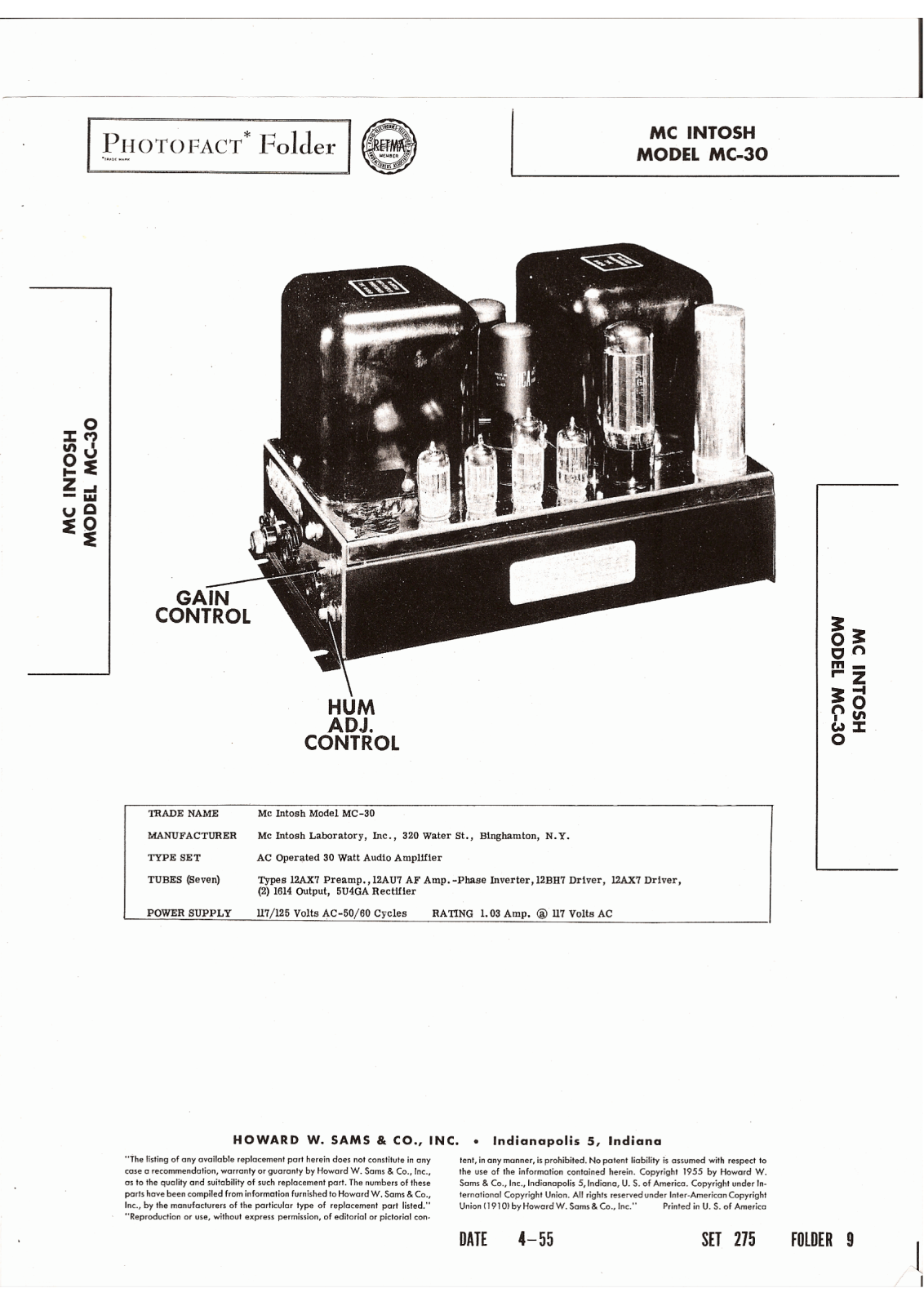 McIntosh MC-30 Service manual