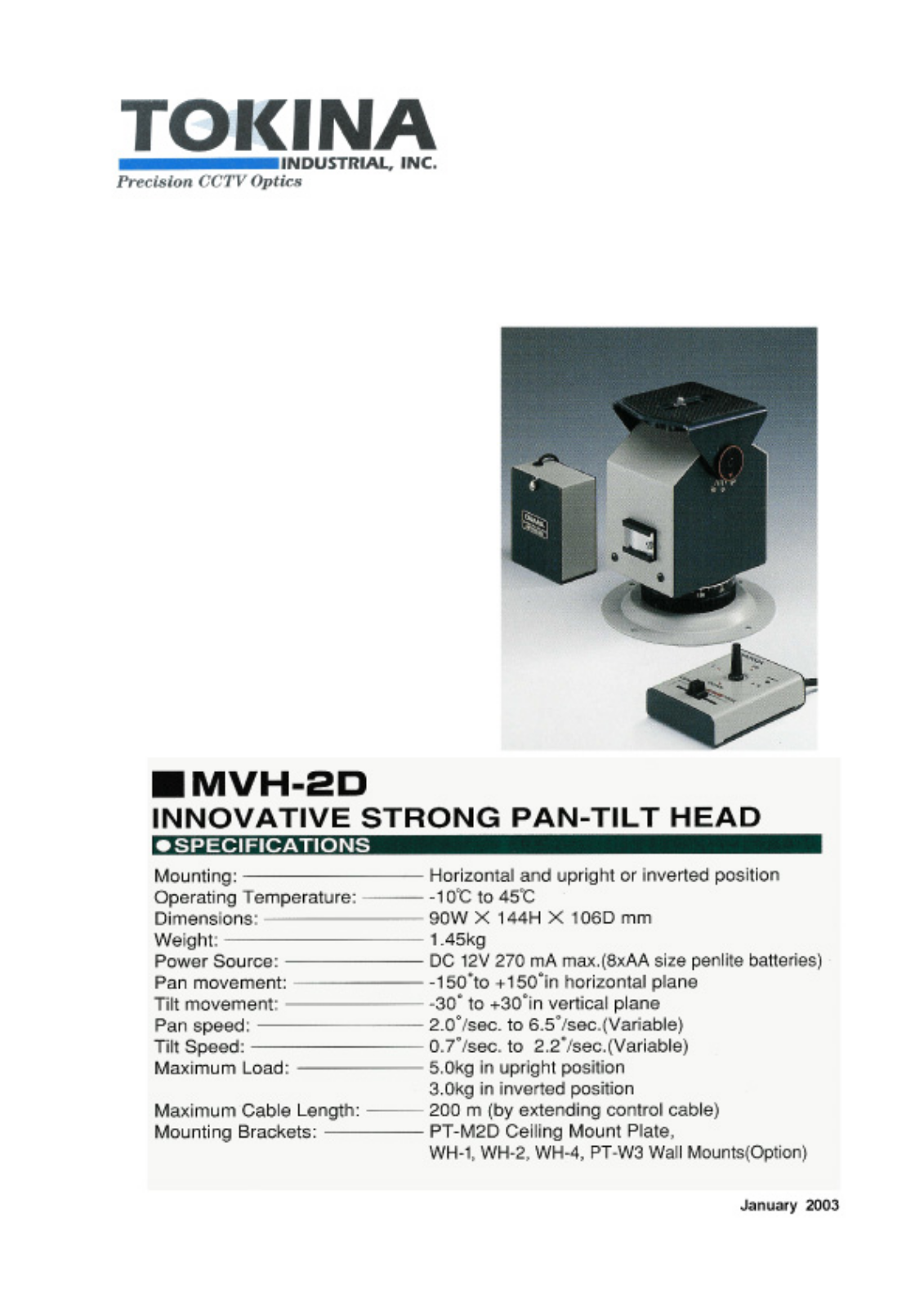 Tokina MVH-2D User Manual