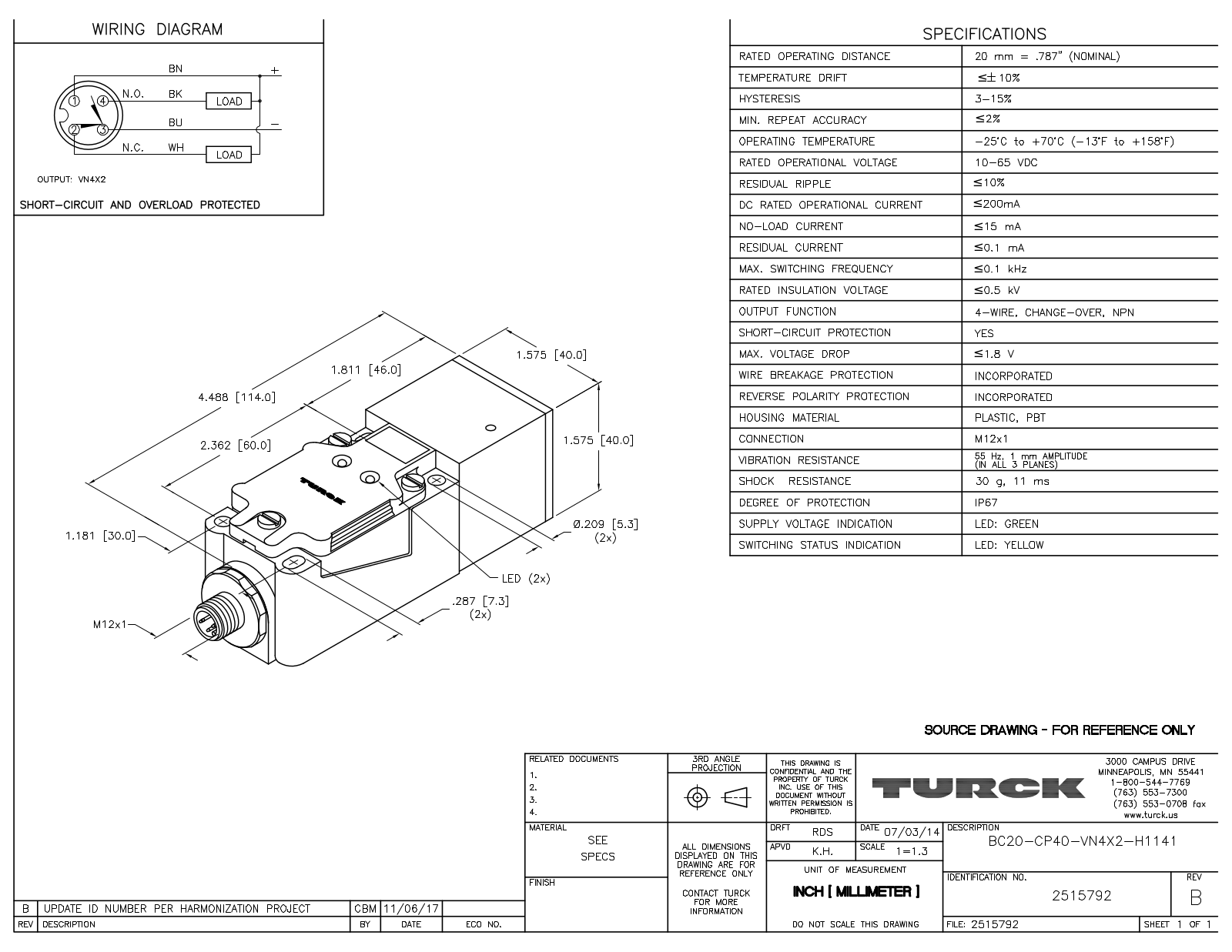 Turck BC20-CP40-VN4X2-H1141 Data Sheet