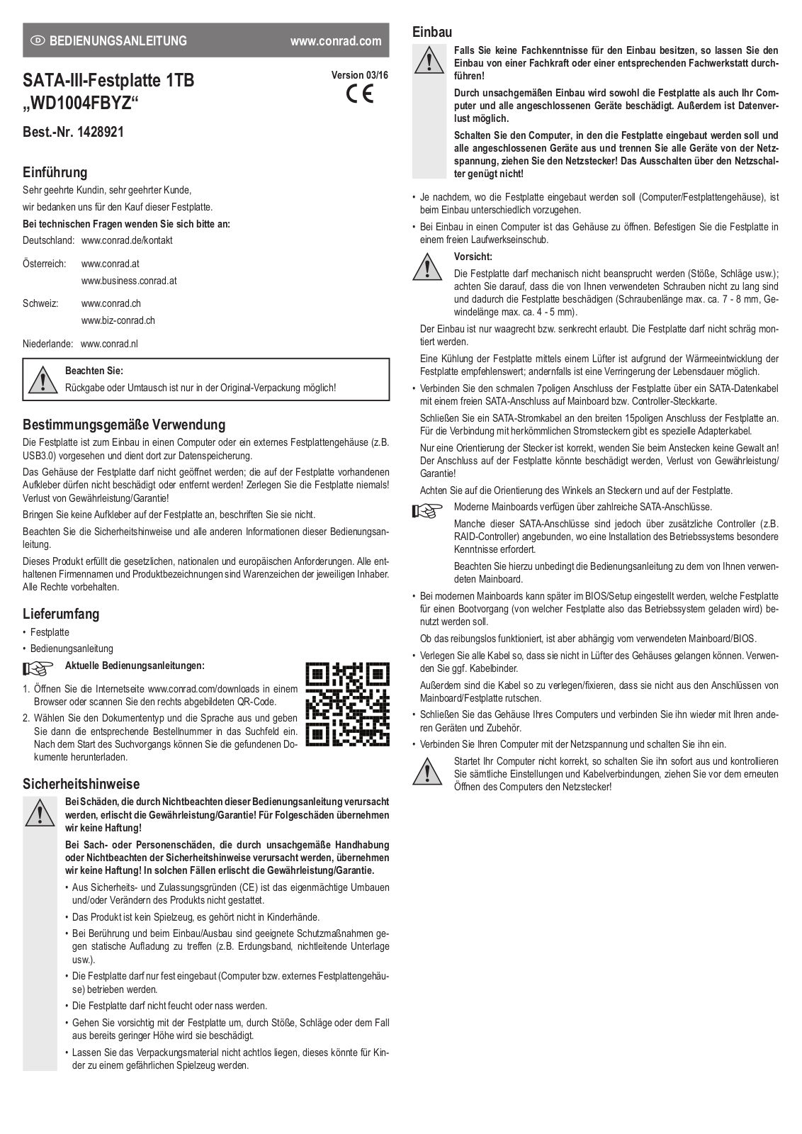 Western Digital WD1004FBYZ Operation Manual