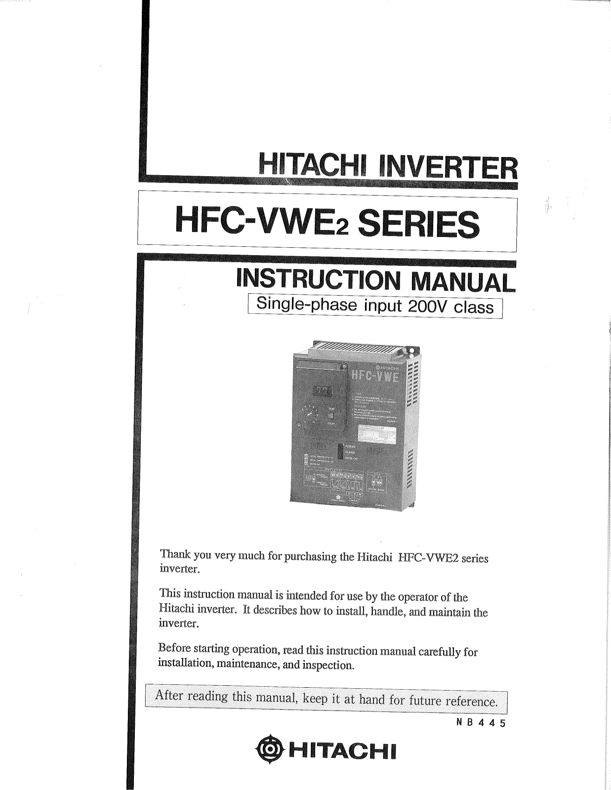 Hitachi HFC-VWE2 User Manual