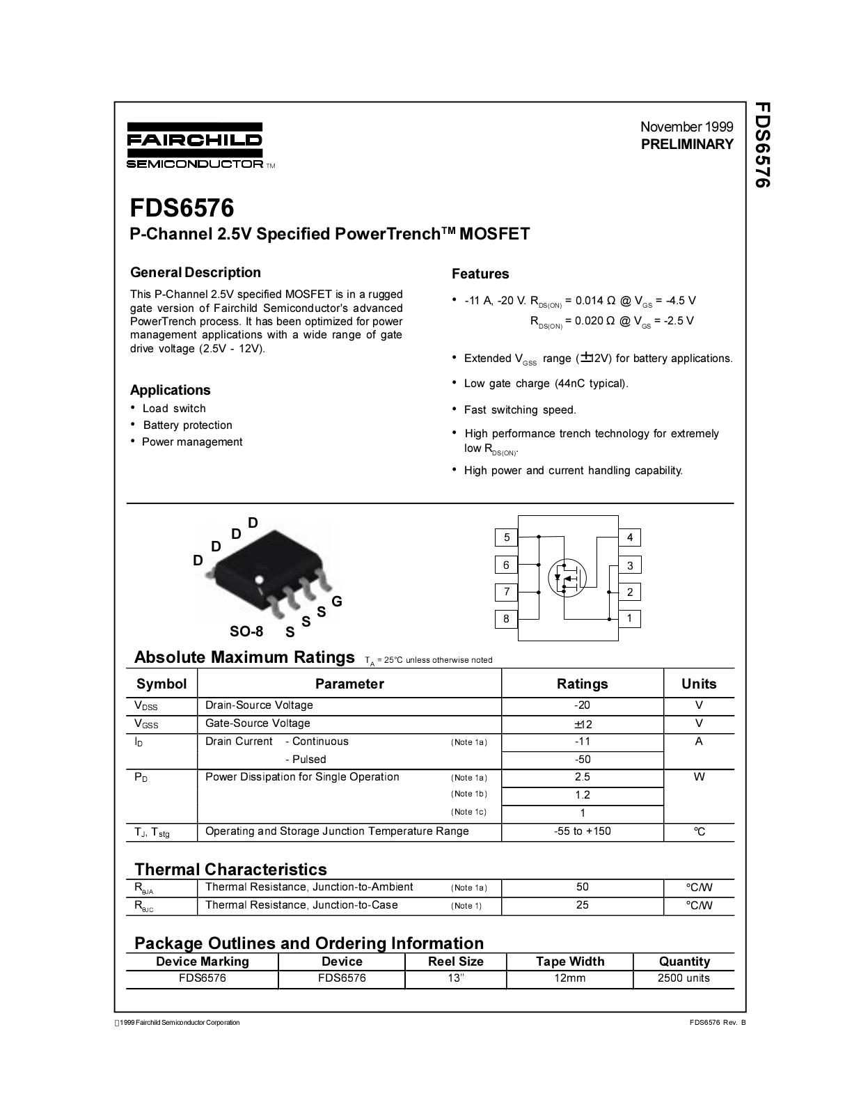 Fairchild Semiconductor FDS6576 Datasheet