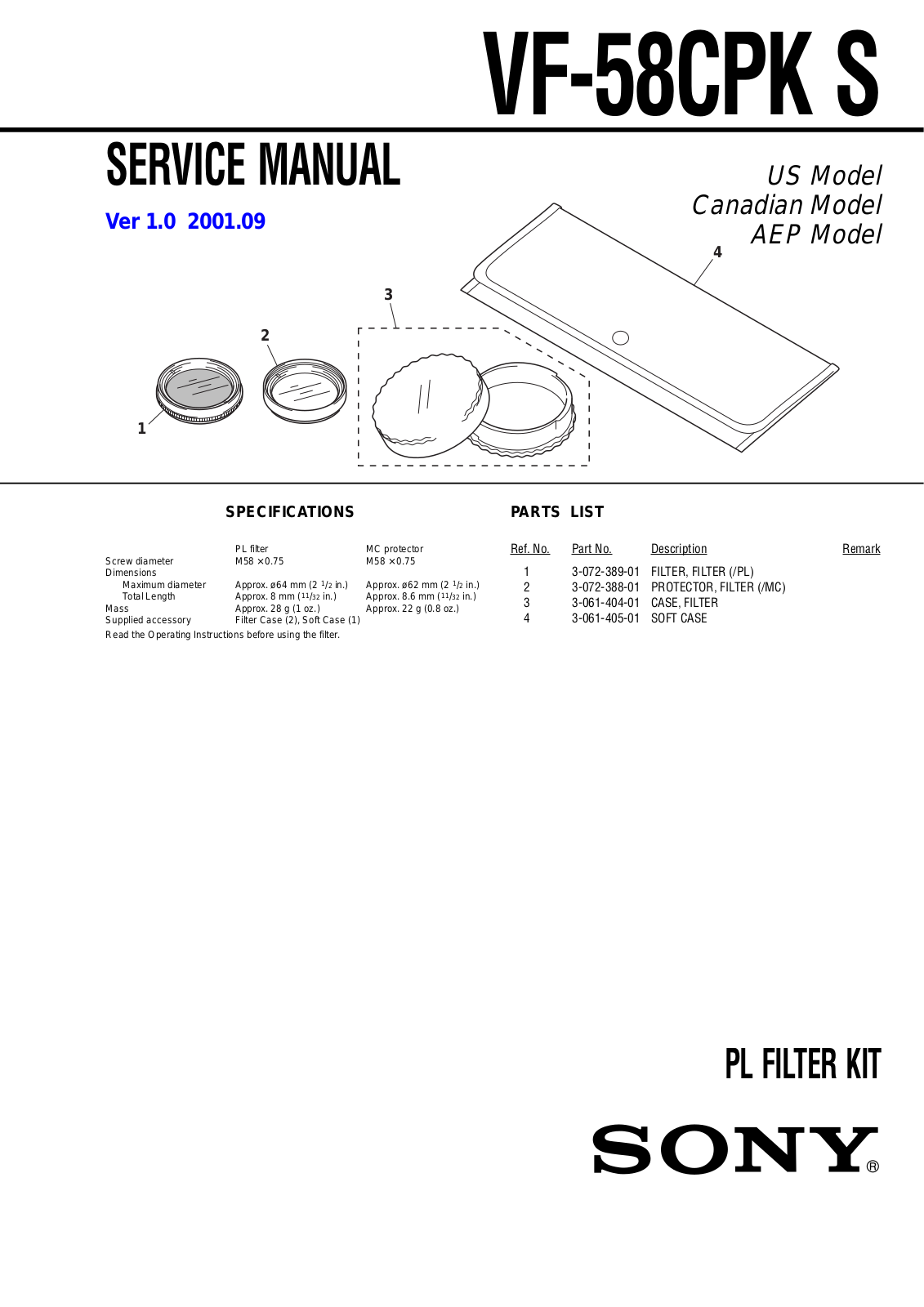 Sony VF-58CPK S Service Manual