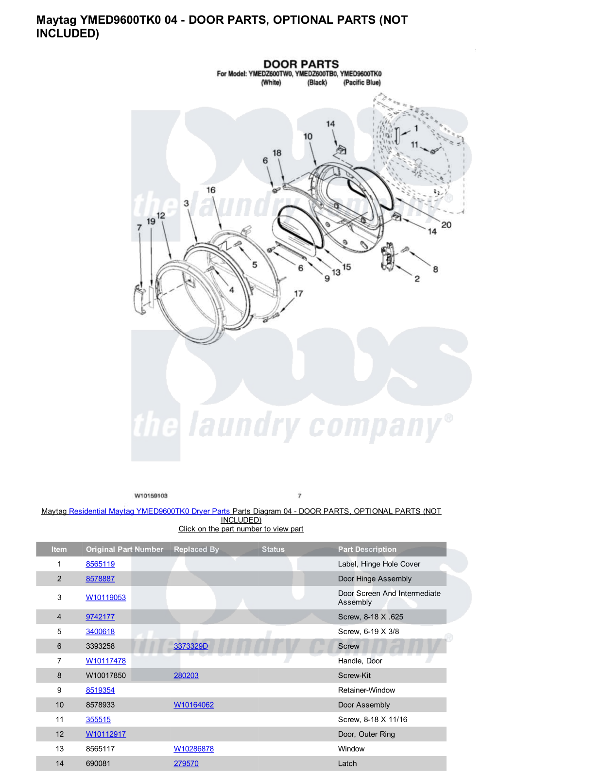 Maytag YMED9600TK0 Parts Diagram