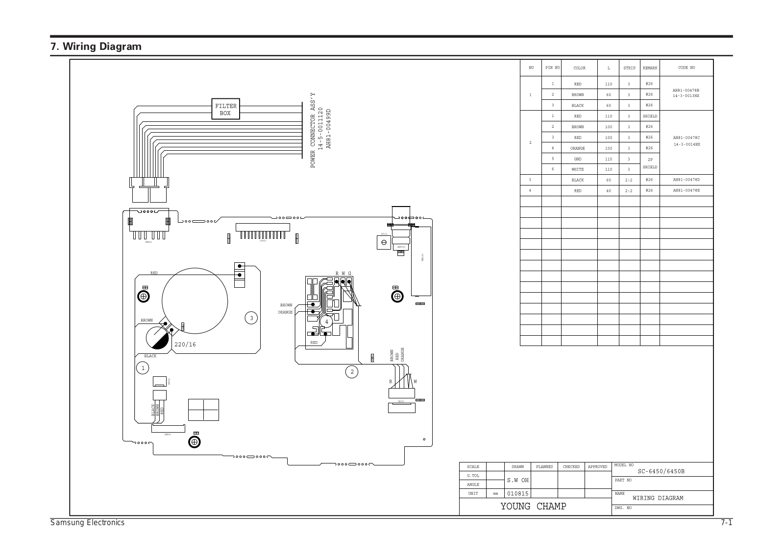 SAMSUNG SC-7400BQH, SC-6450 Wiring Diagram