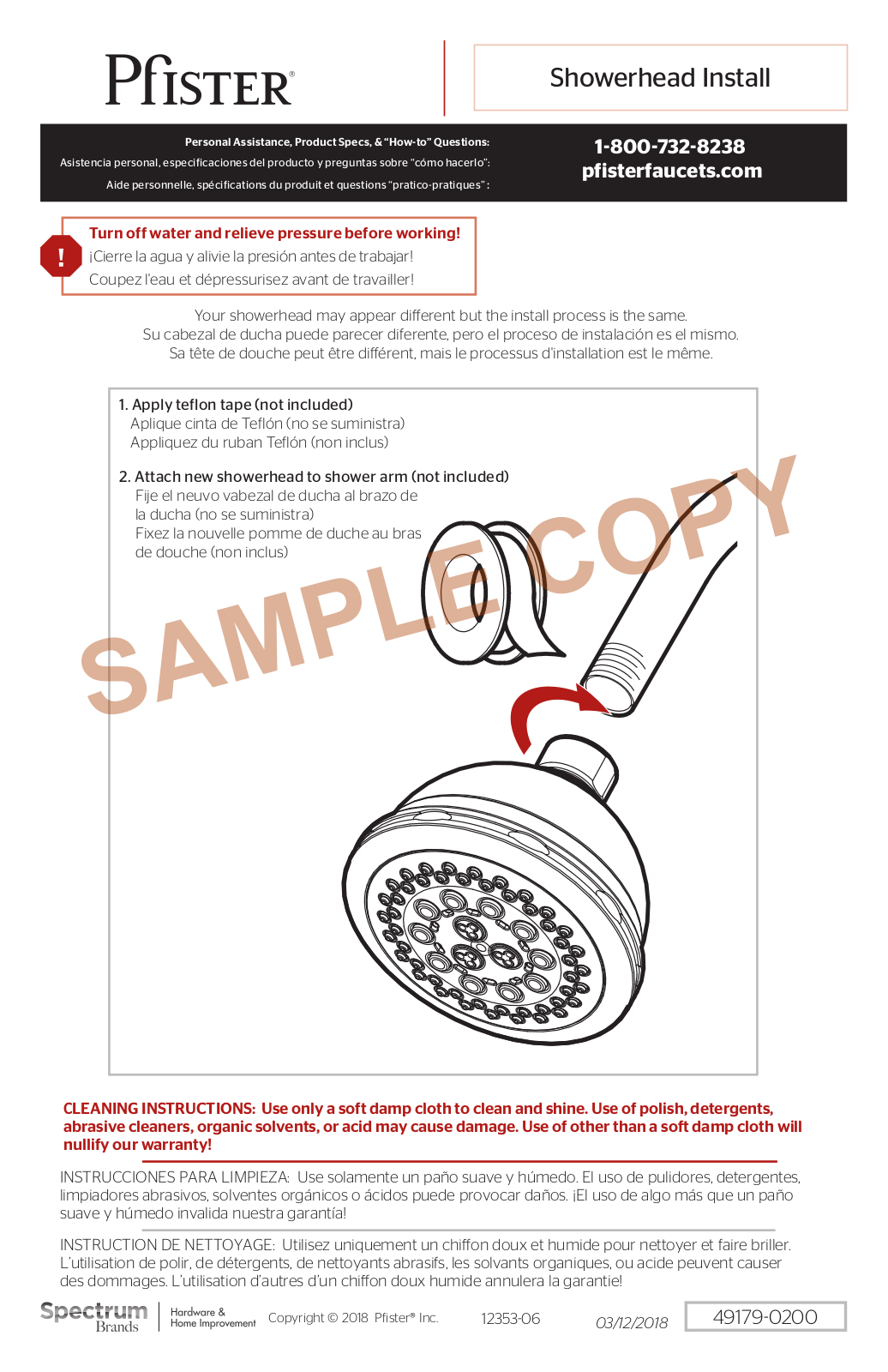 Pfister PPR10321 Installation & Assembly - ManualMachine.com