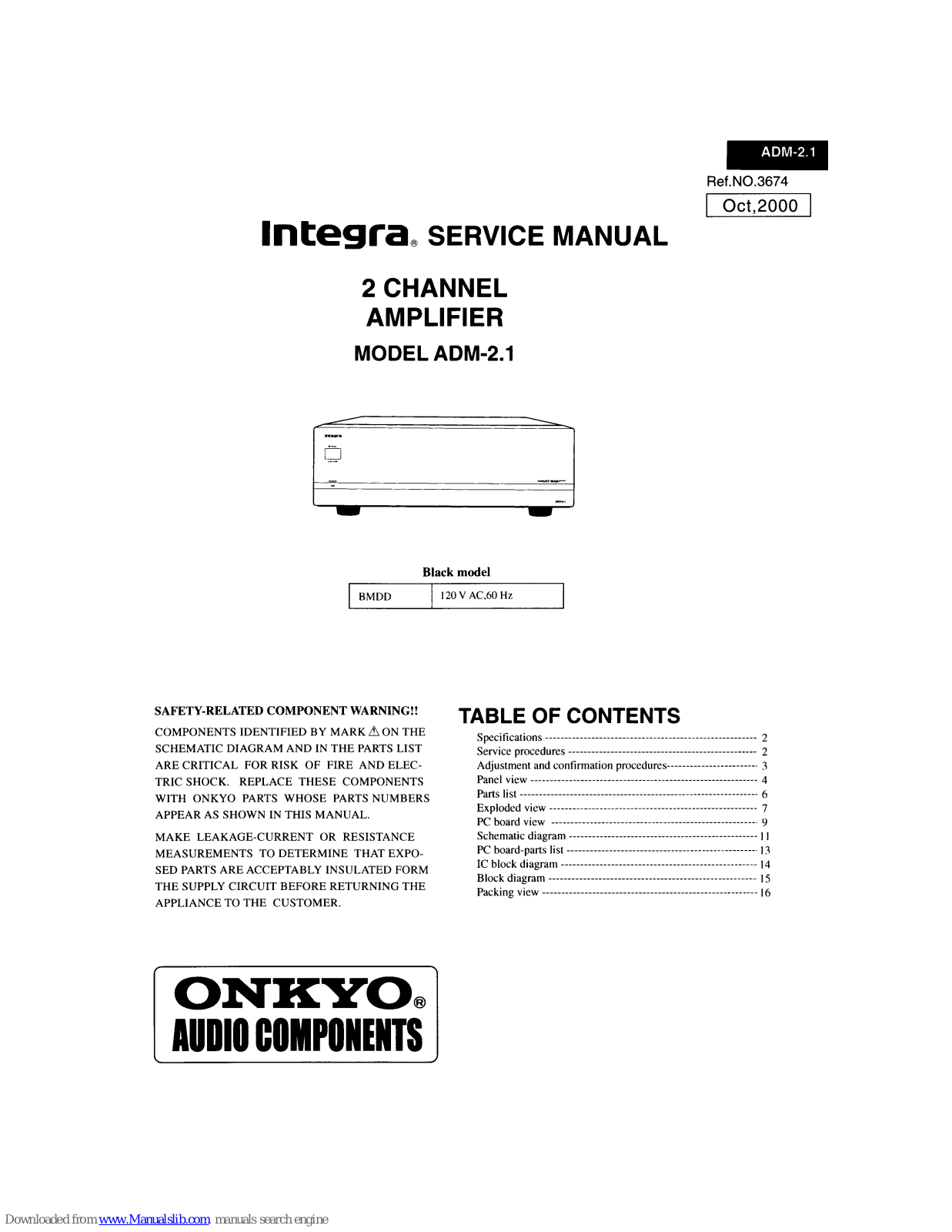 Onkyo Integra ADM-2.1 Service Manual