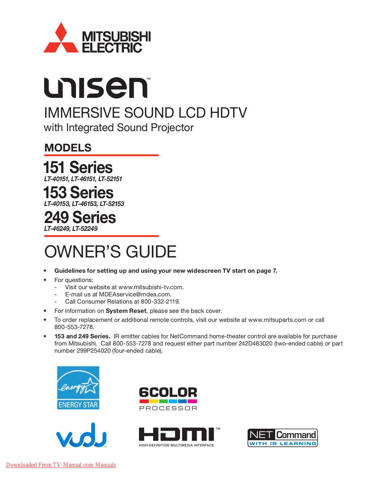 Unisen LT-40153, LT-46153, LT-46249, LT-52151, LT-46151 User Manual