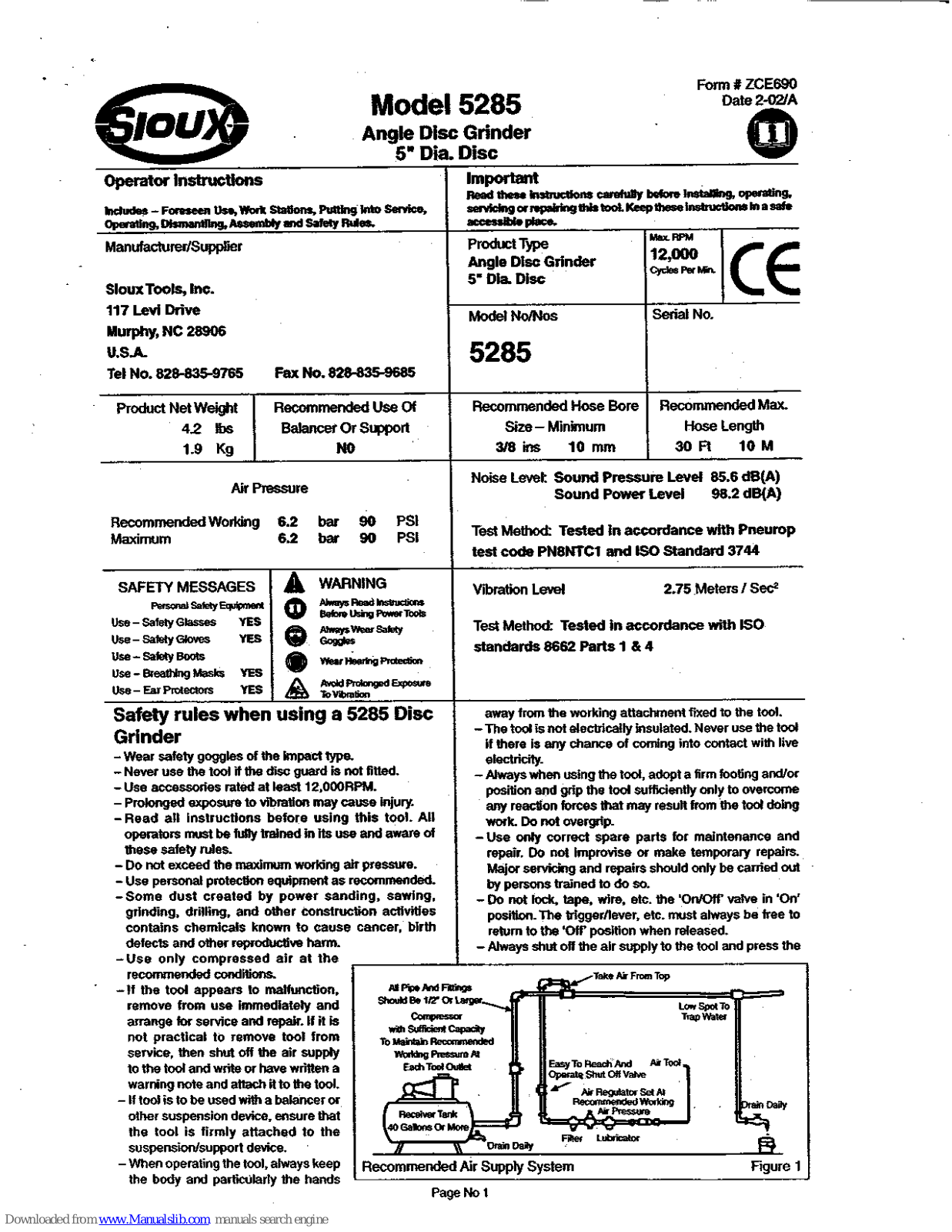 Sioux Tools 5285 Operator Instructions Manual - ManualMachine.com