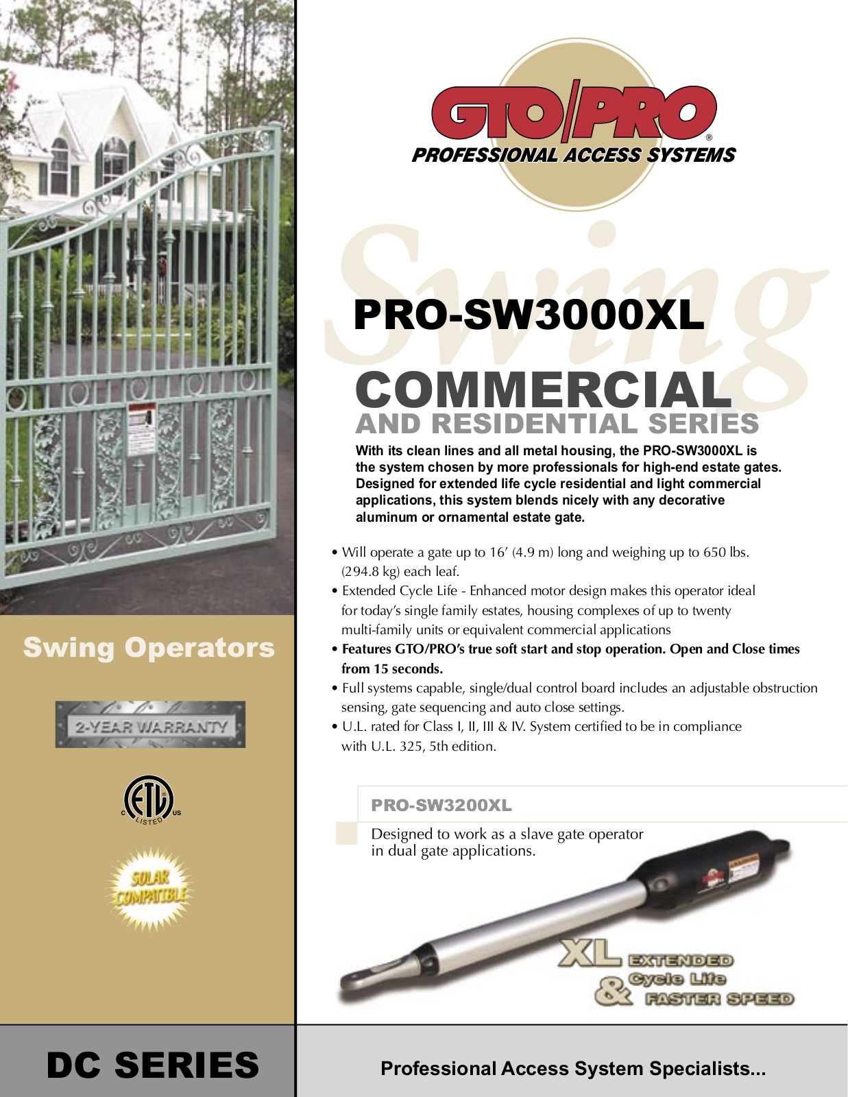 GTO PRO SW-3000XL DC User Manual