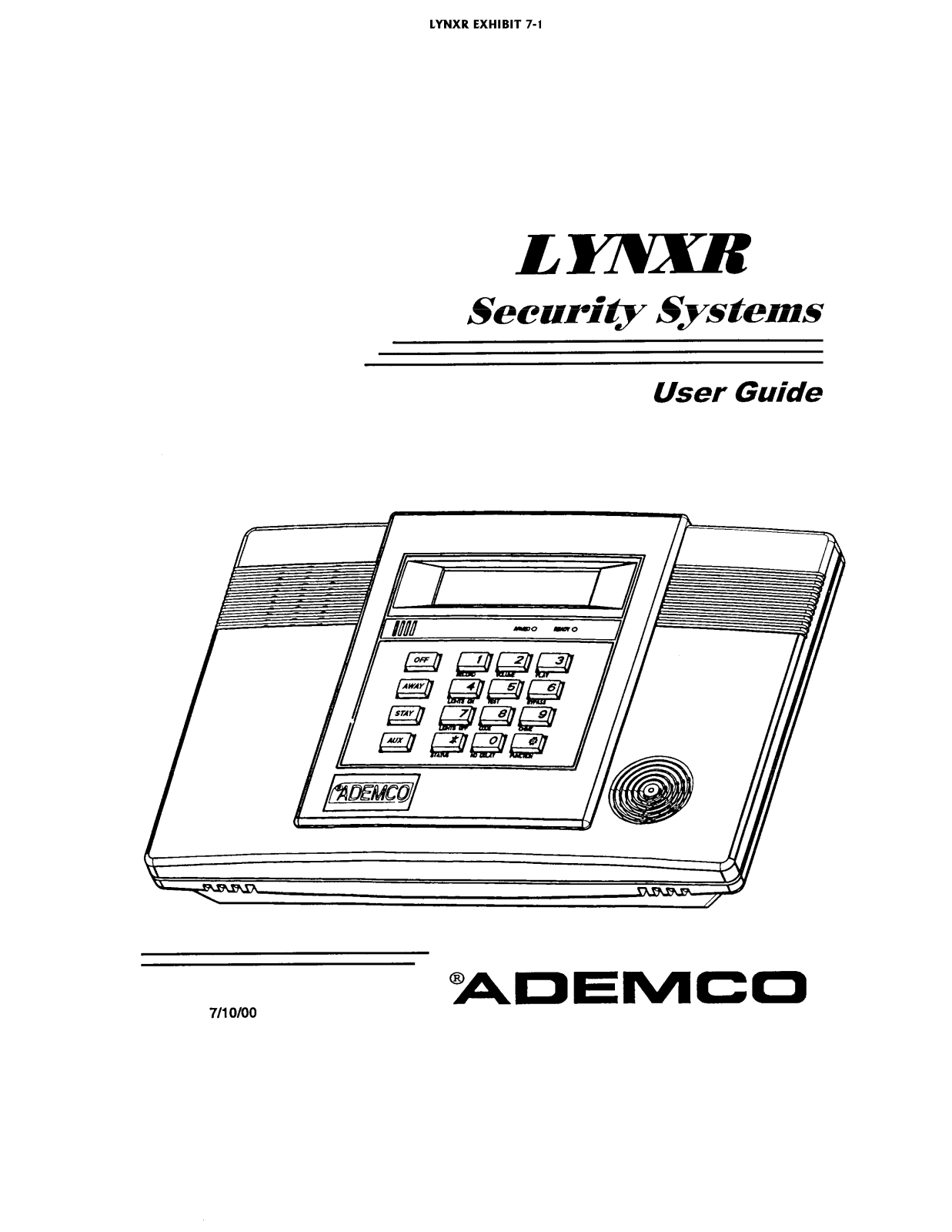 Ademco 8DLLYNXR Users Manual