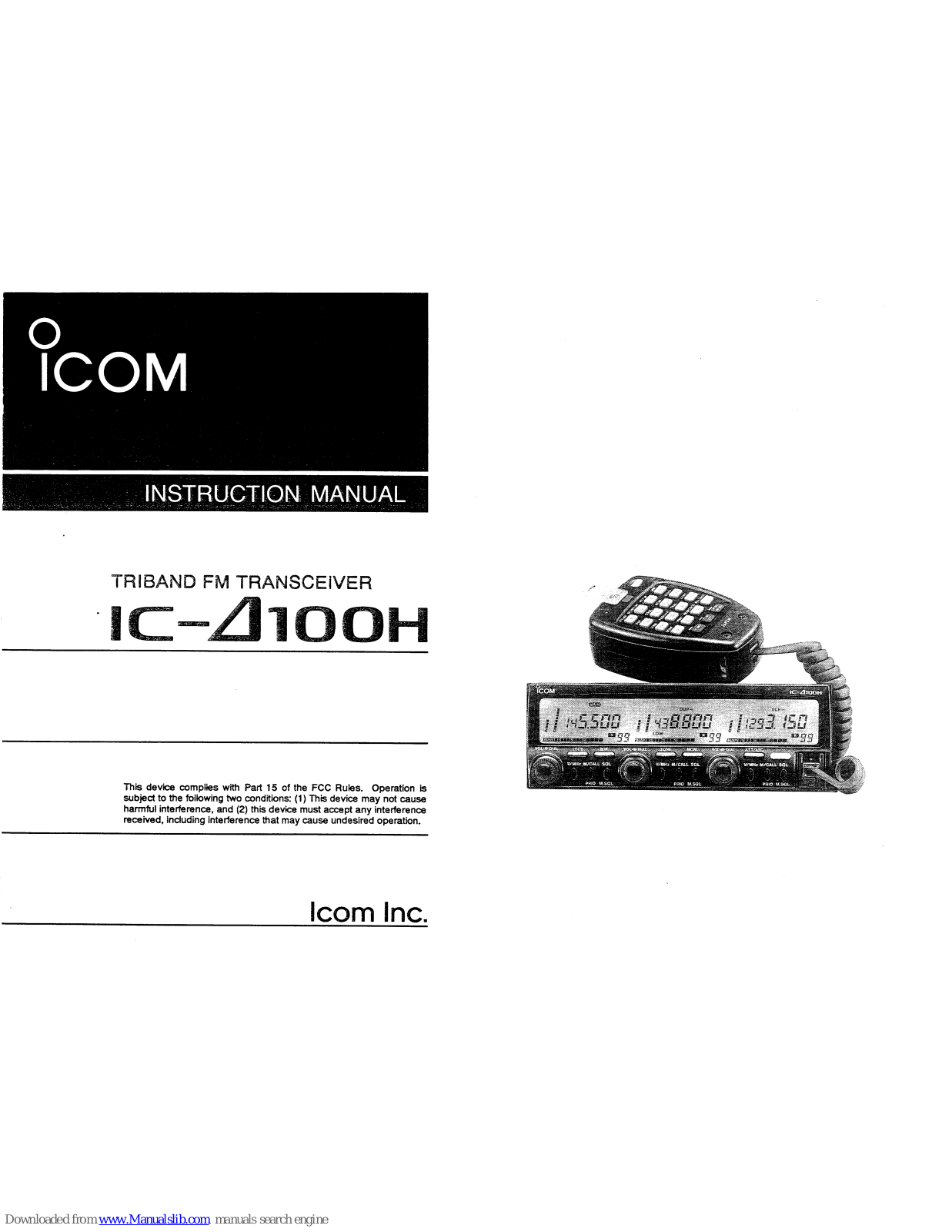 Icom IC-D100H Instruction Manual