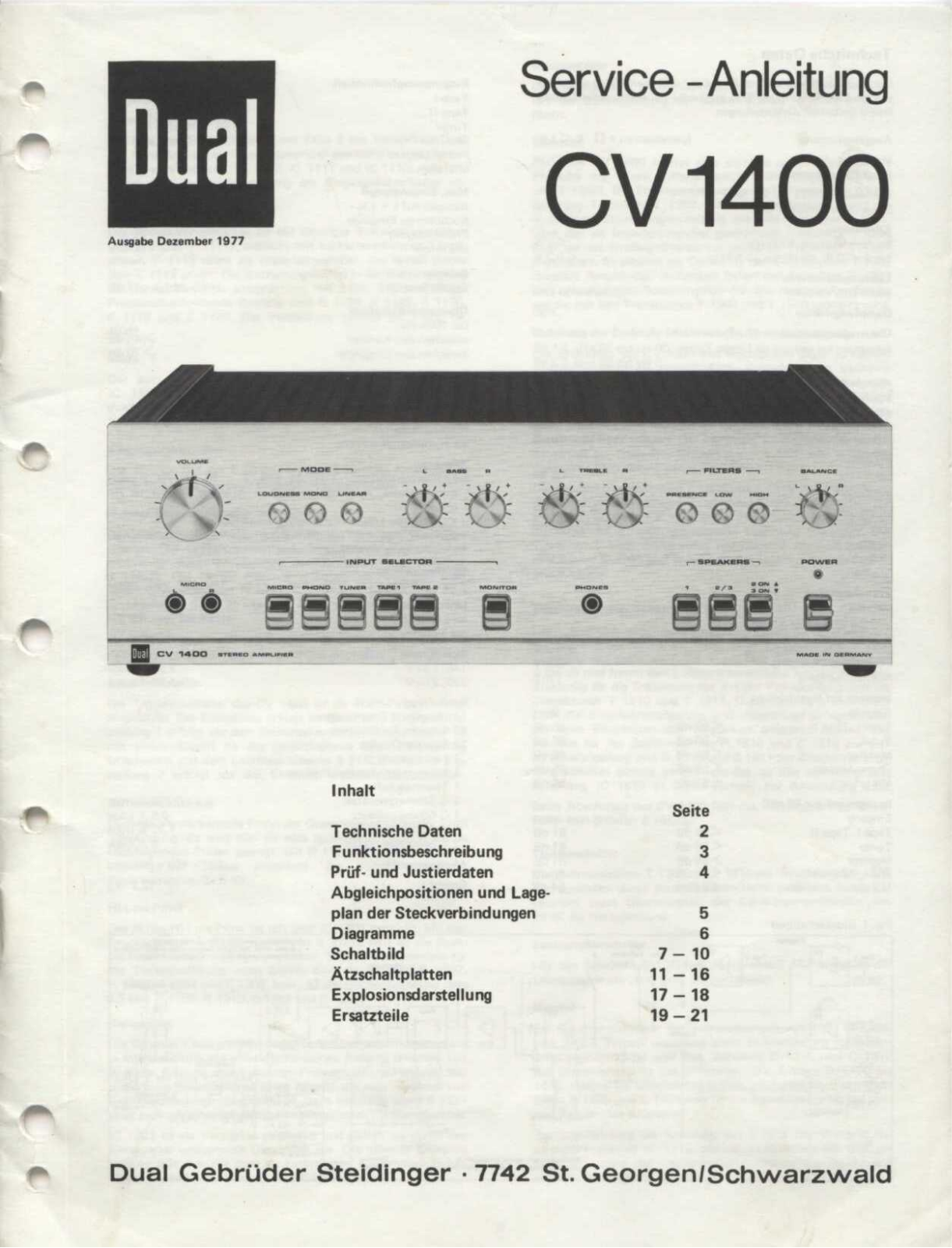 Dual CV-1400 Service manual