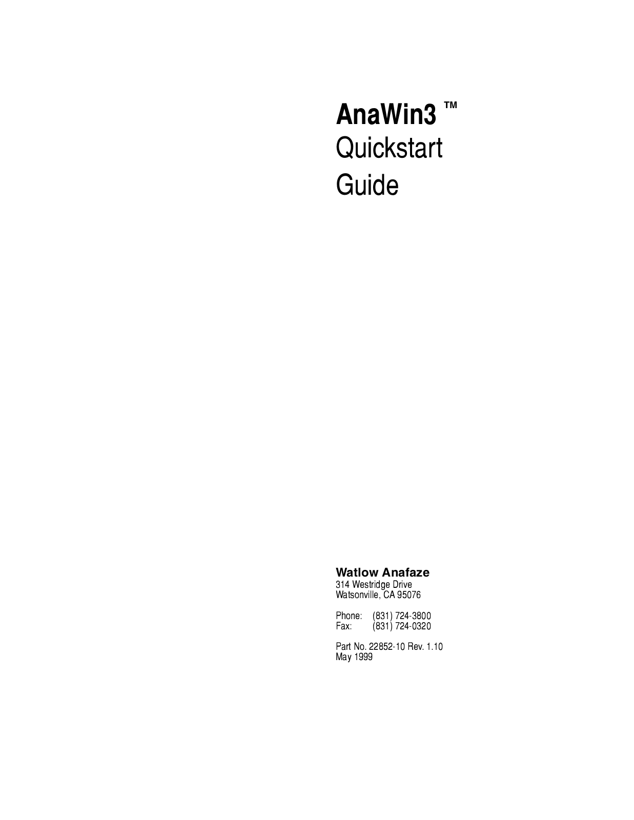 Watlow ANAWIN 3 User Manual