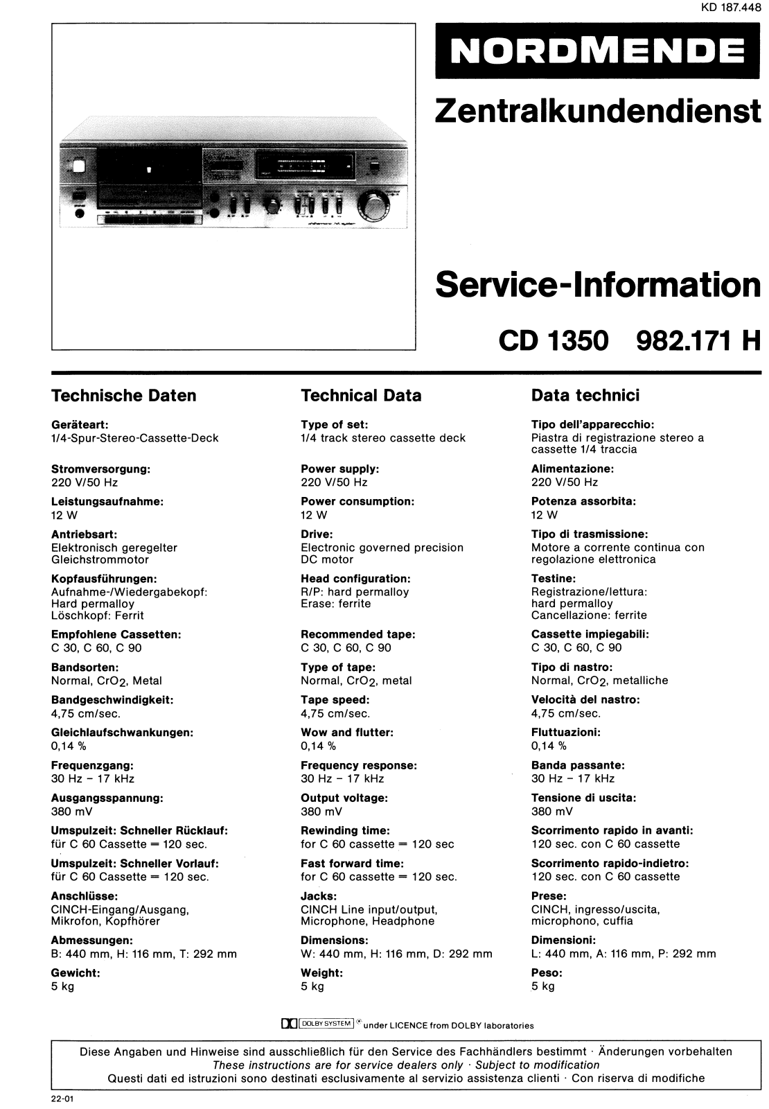 Nordmende CD 1350 Service Manual