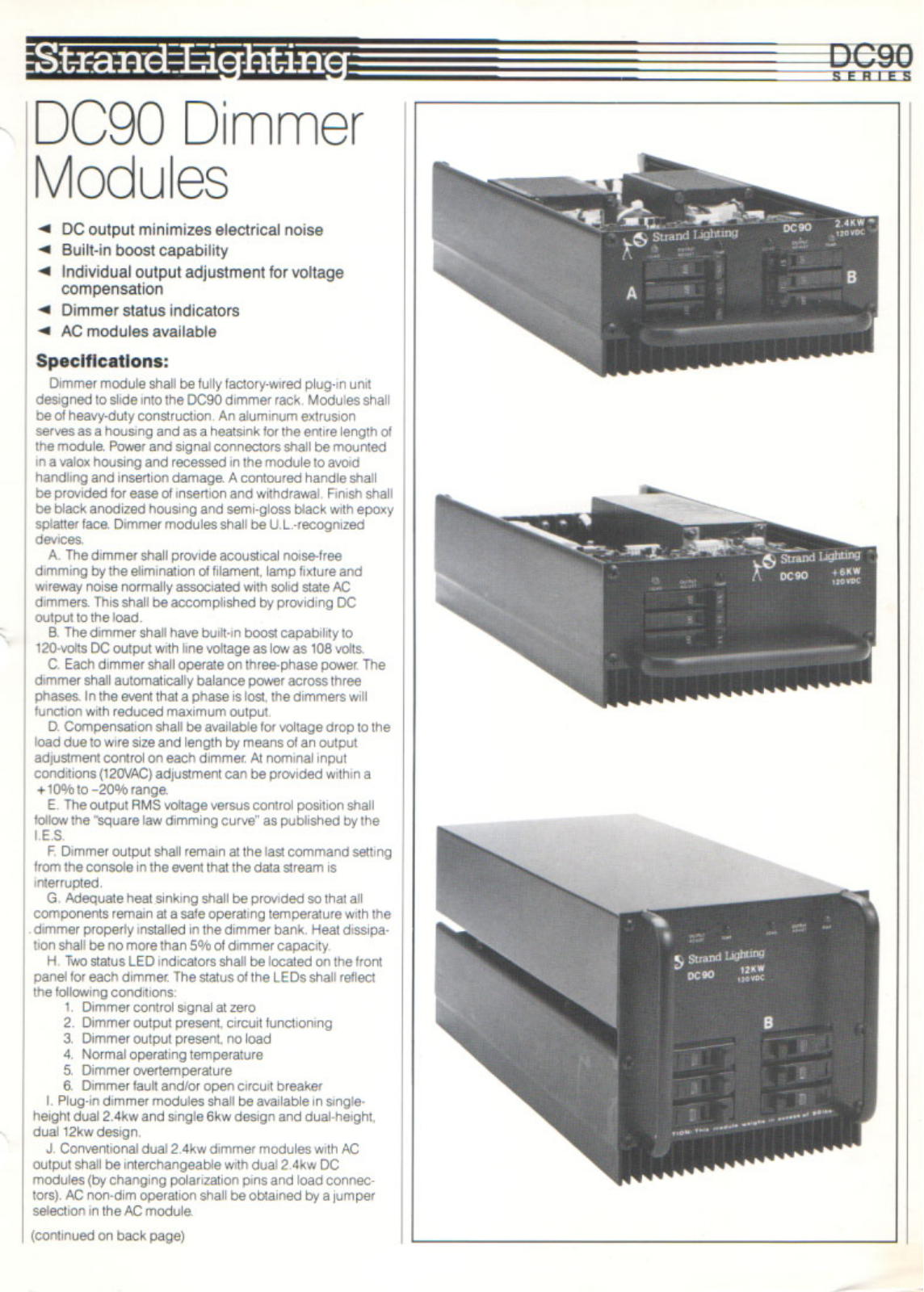 Strand DC90 Dimmer Modules Datasheet - ManualMachine.com