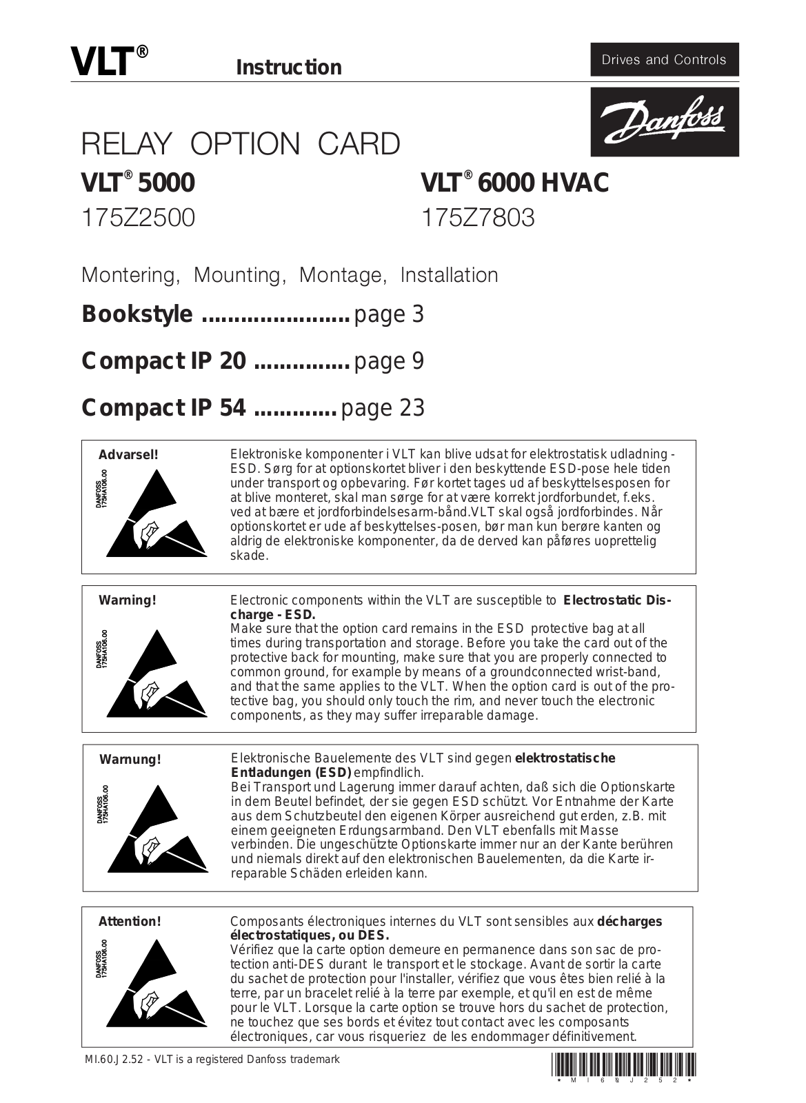 Danfoss VLT 5000, VLT 6000 HVAC Installation guide