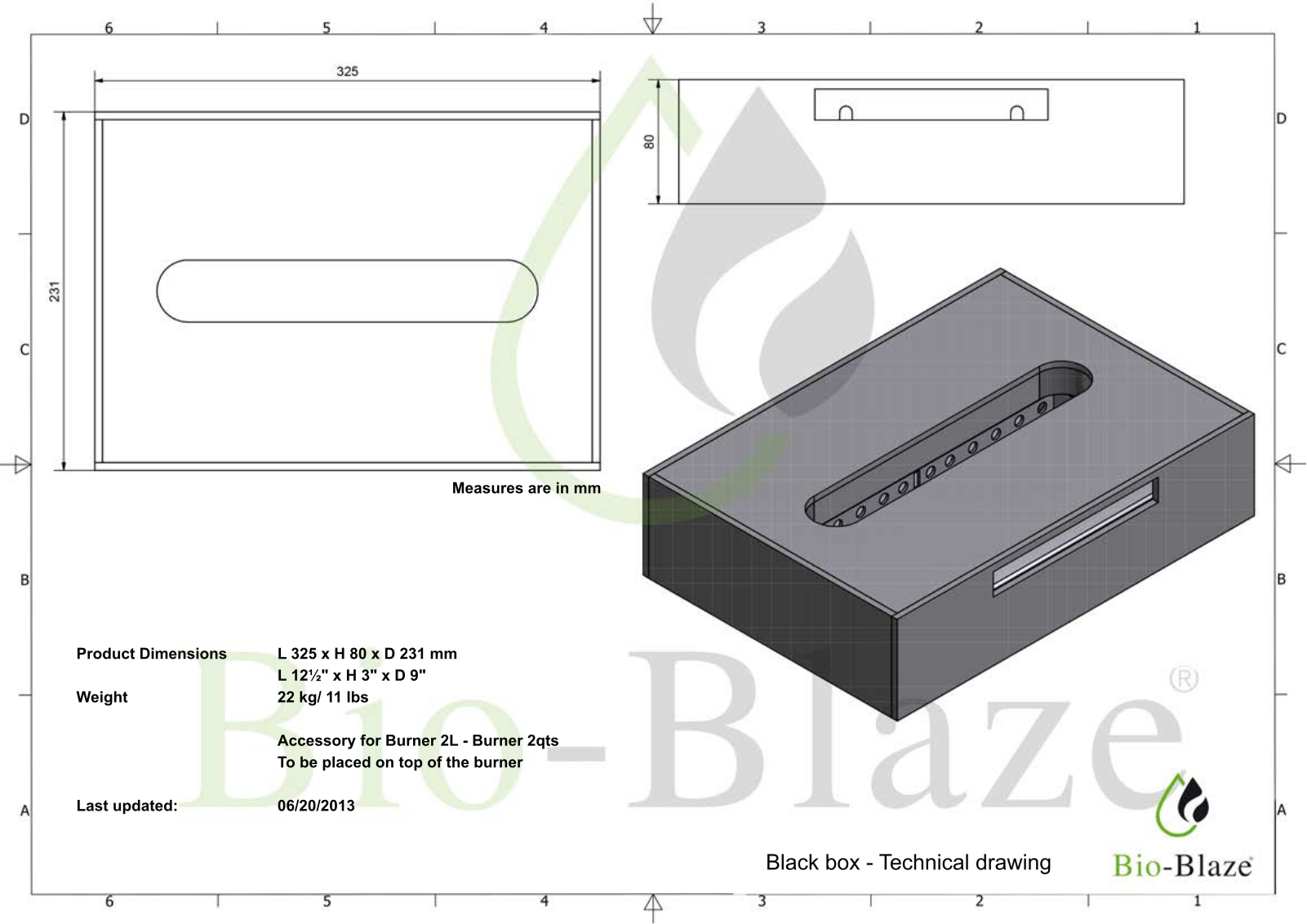 Bio-Blaze BBBBB2 Technical Drawing