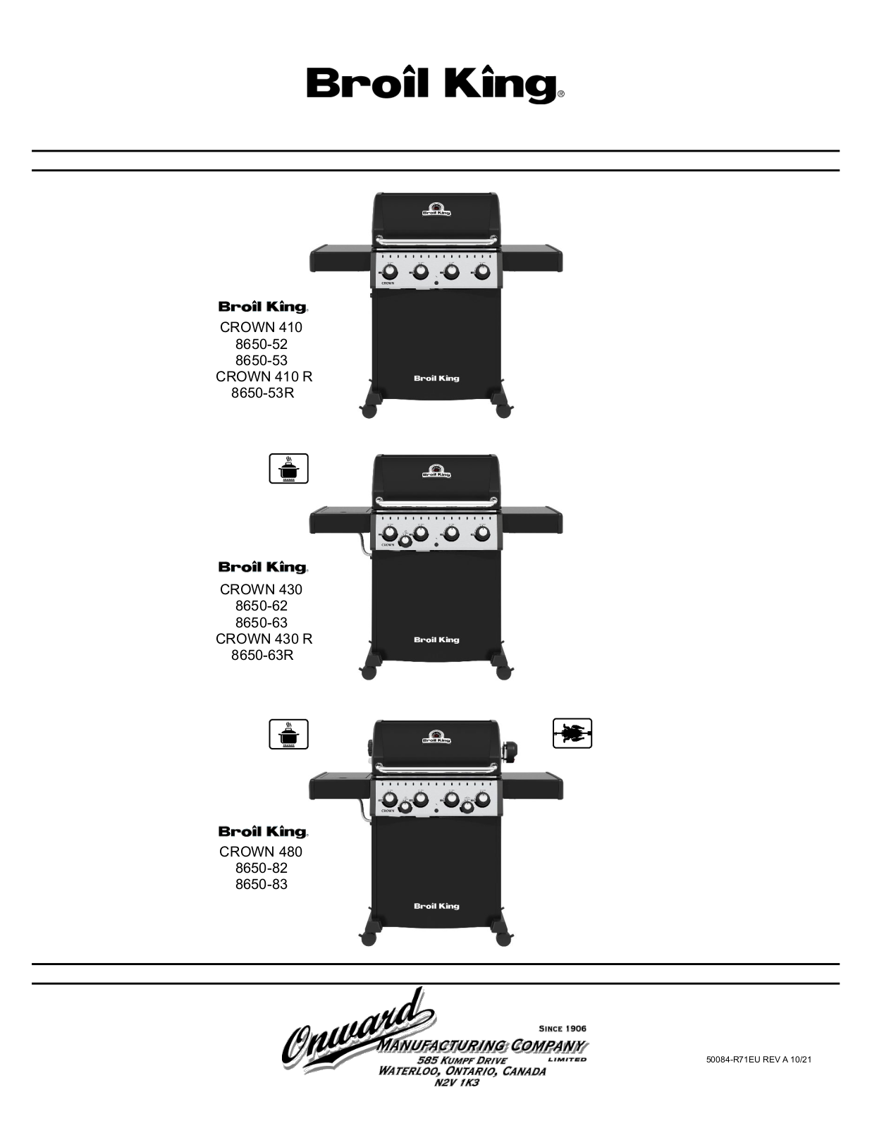 BROIL KING CROWN 410, 8650-52, 8650-53, CROWN 410 R, 8650-53R User guide - ManualMachine.com