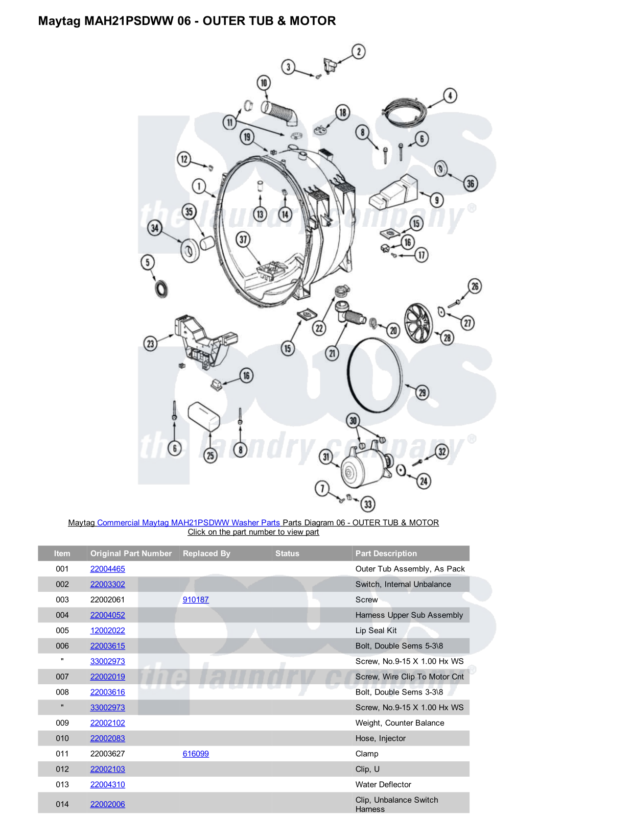 Maytag MAH21PSDWW Parts Diagram