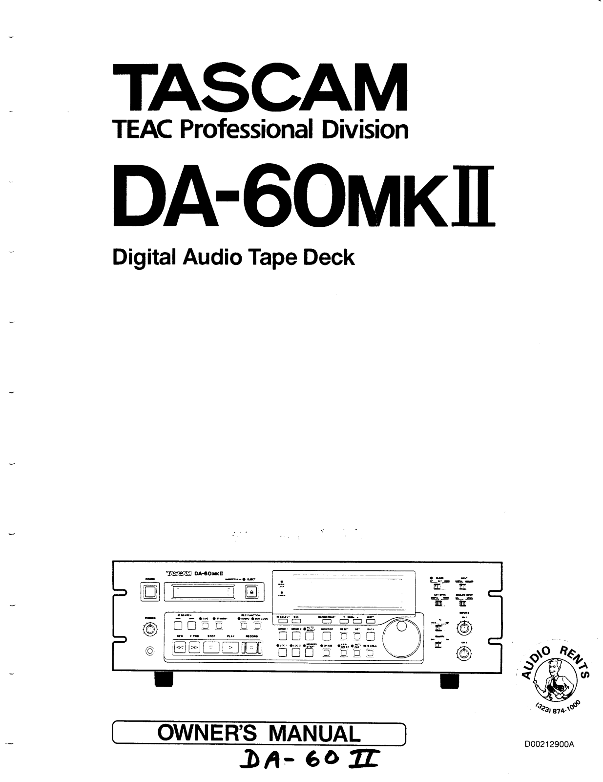 Tascam DA-60MKII User Manual