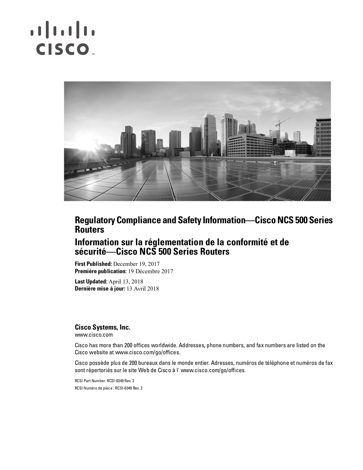 Cisco NCS 500 Series Regulatory Compliance And Safety Information Manual