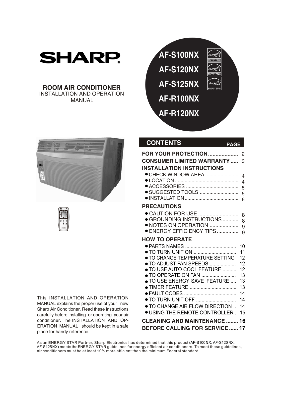 Sharp AF-R100NX, AF-S100NX User Manual