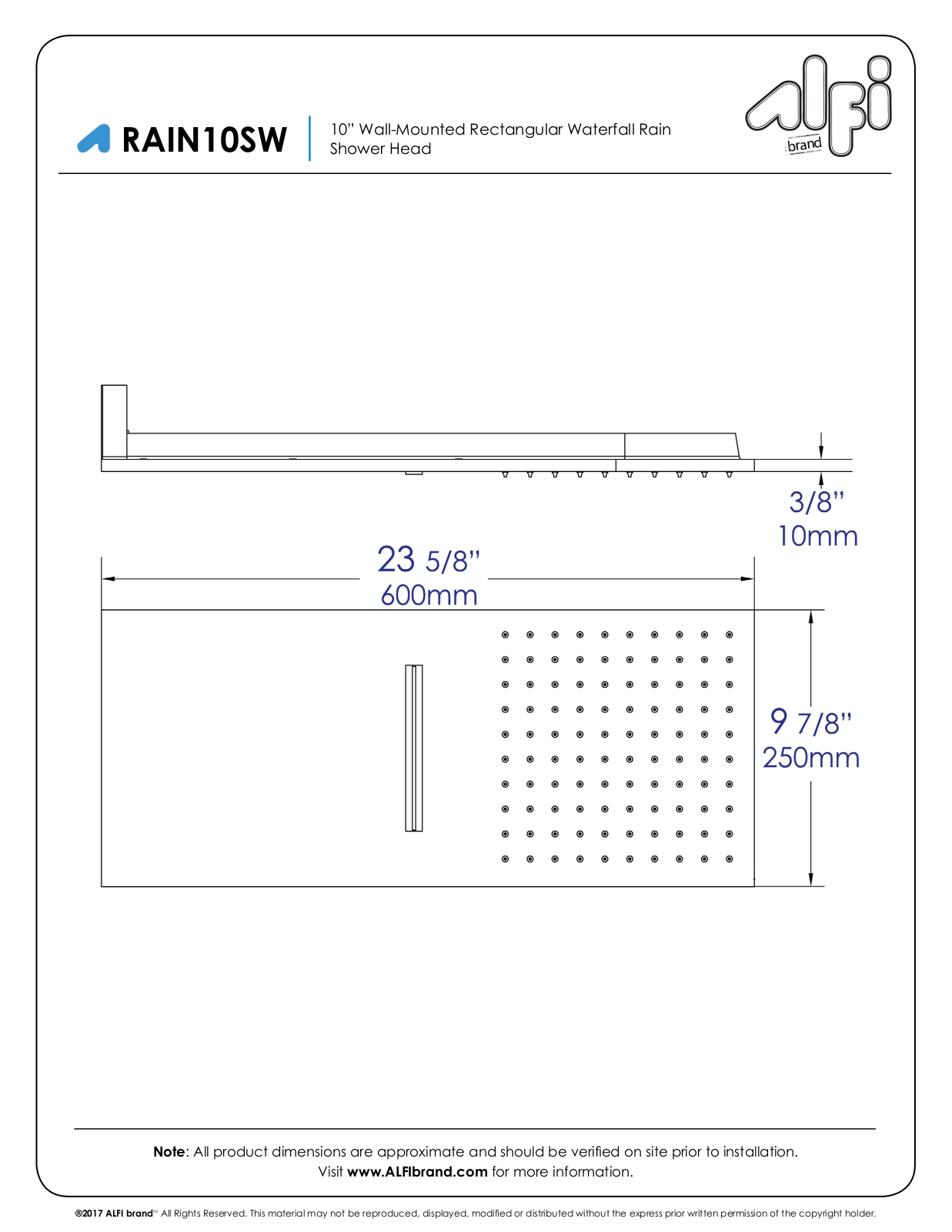 Alfi RAIN10SWPC, RAIN10SWBN User Manual