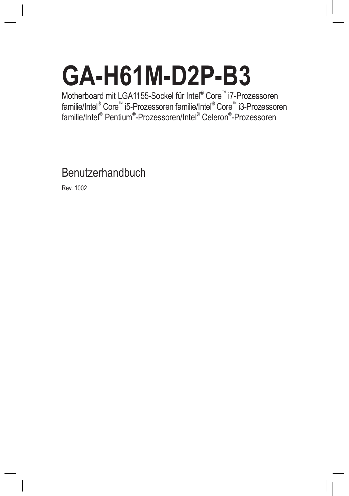 Gigabyte GA-H61M-D2P-B3 User Manual