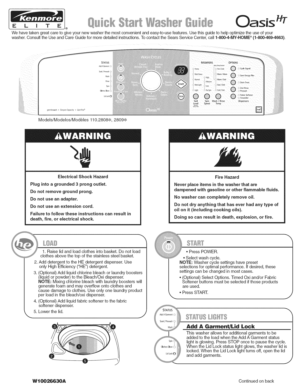 Kenmore Elite 363.6369 Use and Care Guide