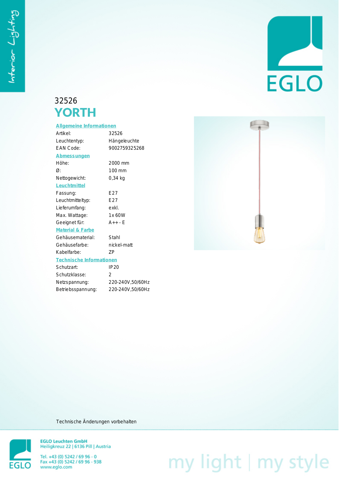 Eglo 32526 Service Manual