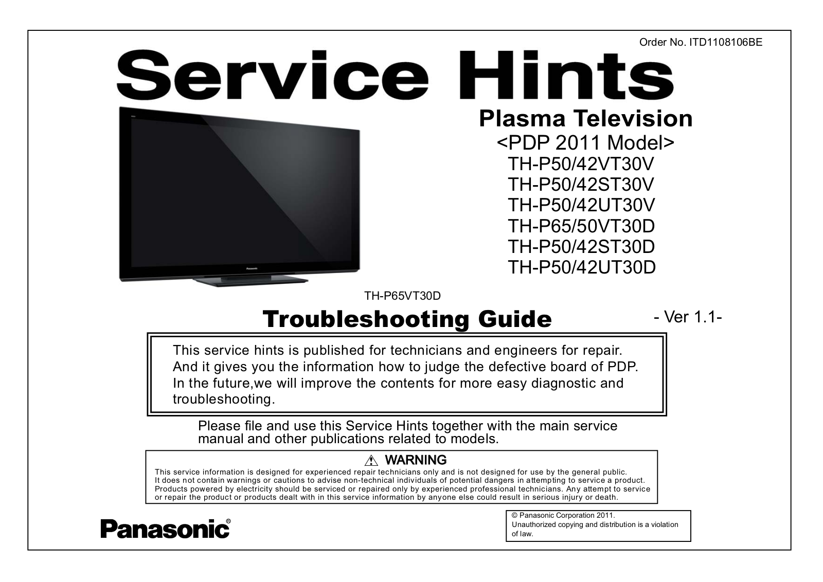 Panasonic th p42st30d, th p50ut30d, th p42ut30d, th p50st30v, th p42st30v schematic