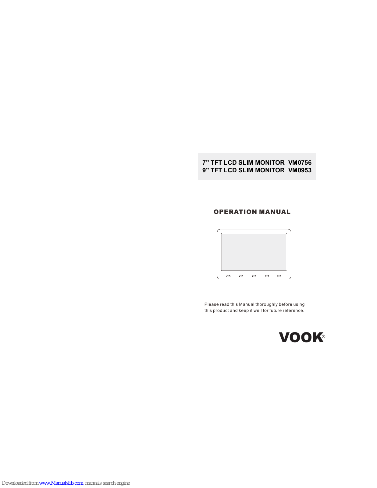 Vook VM0756, VM0953 Operation Manual - ManualMachine.com