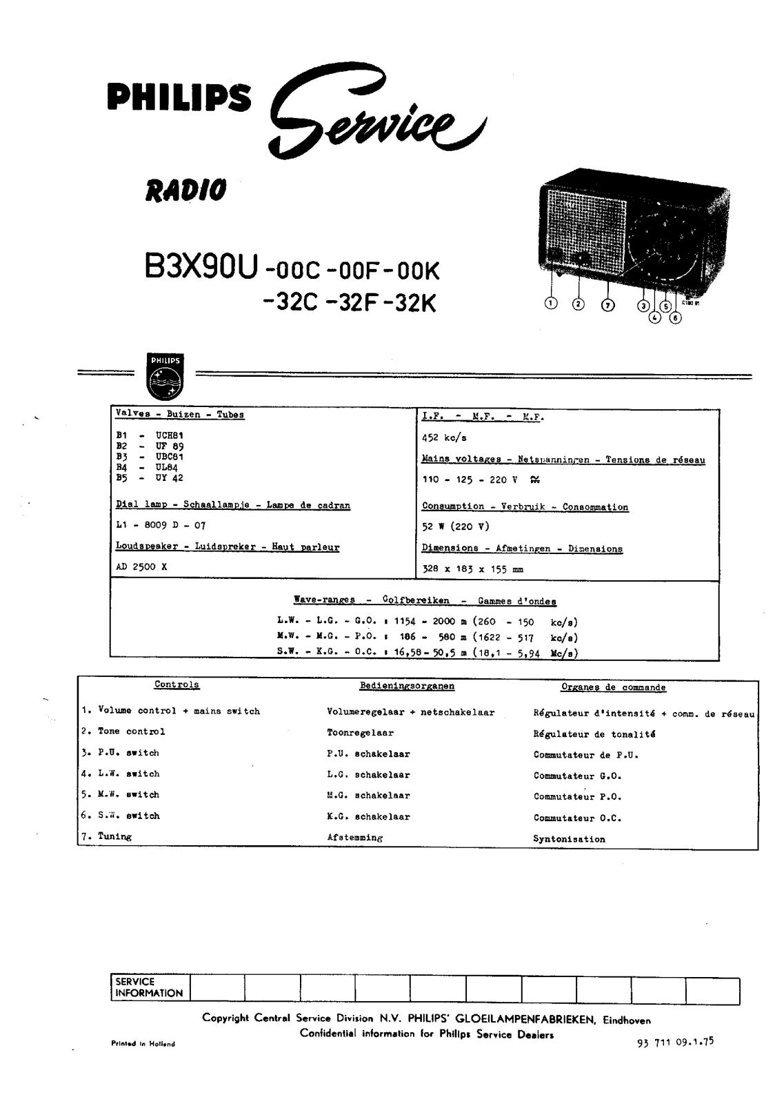 Philips B-3-X-90-U Service Manual