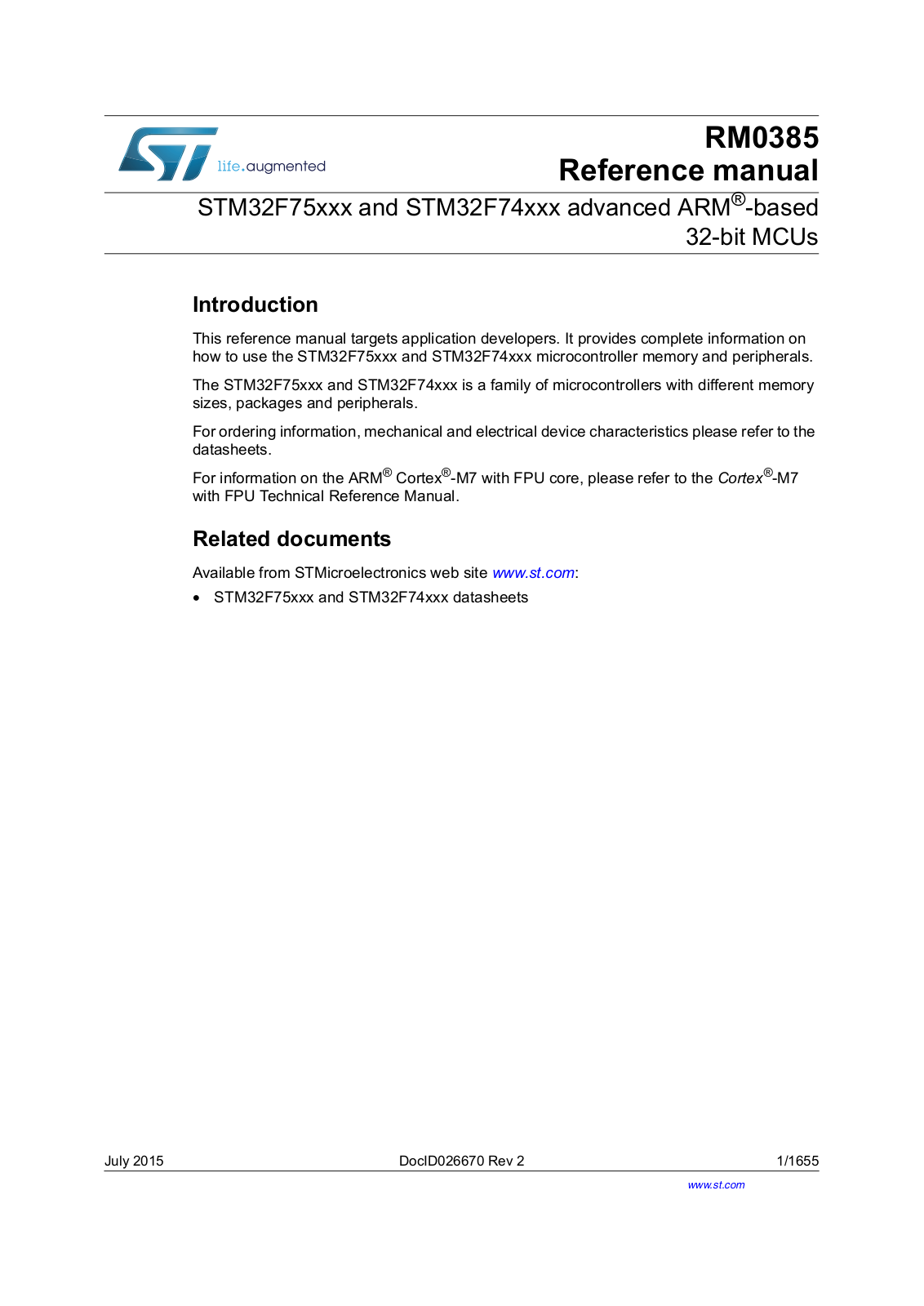 Datasheet STM32F74, STM32F75 Datasheet - ManualMachine.com